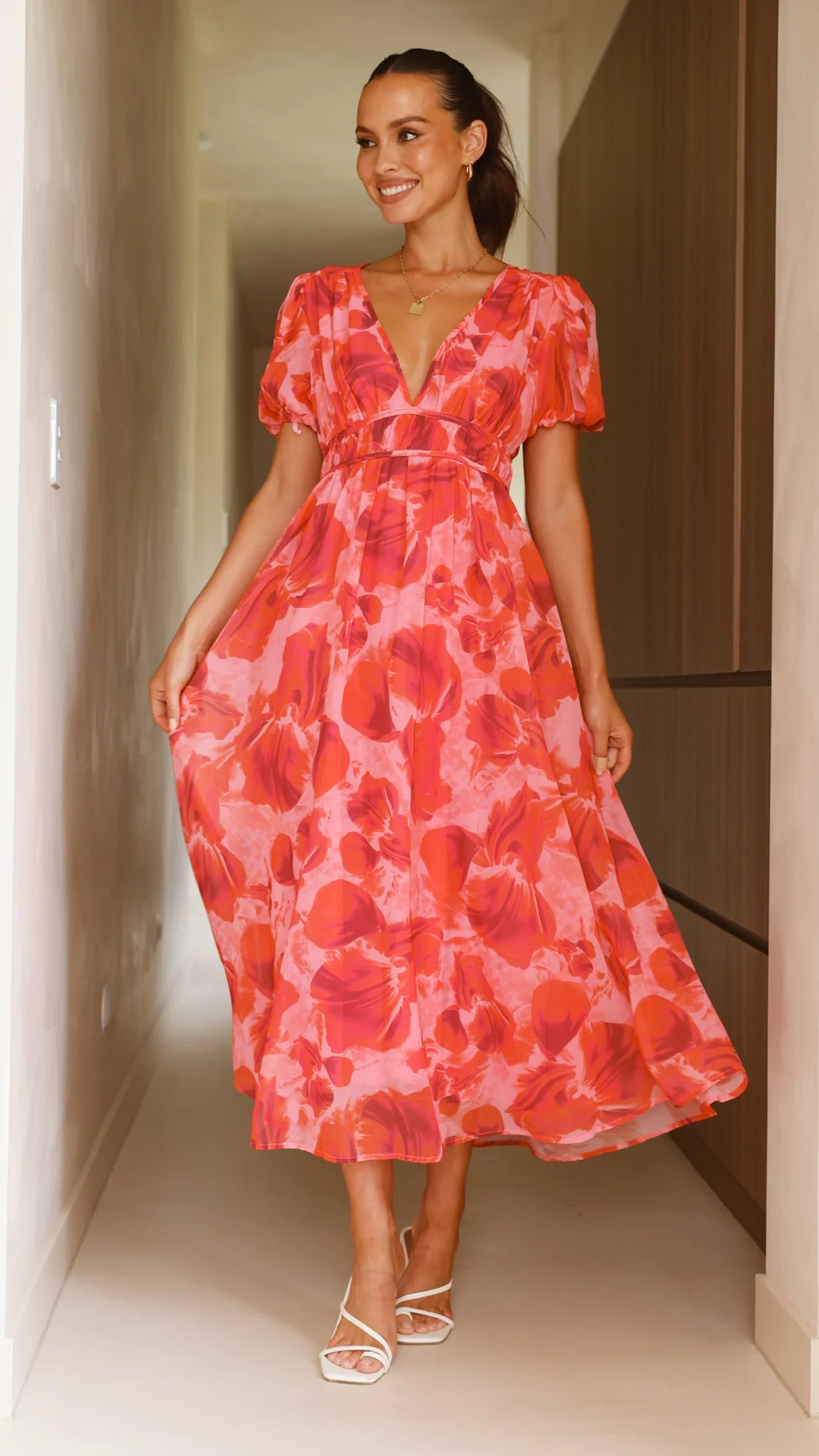 Ilah Maxi Dress - Red/Pink