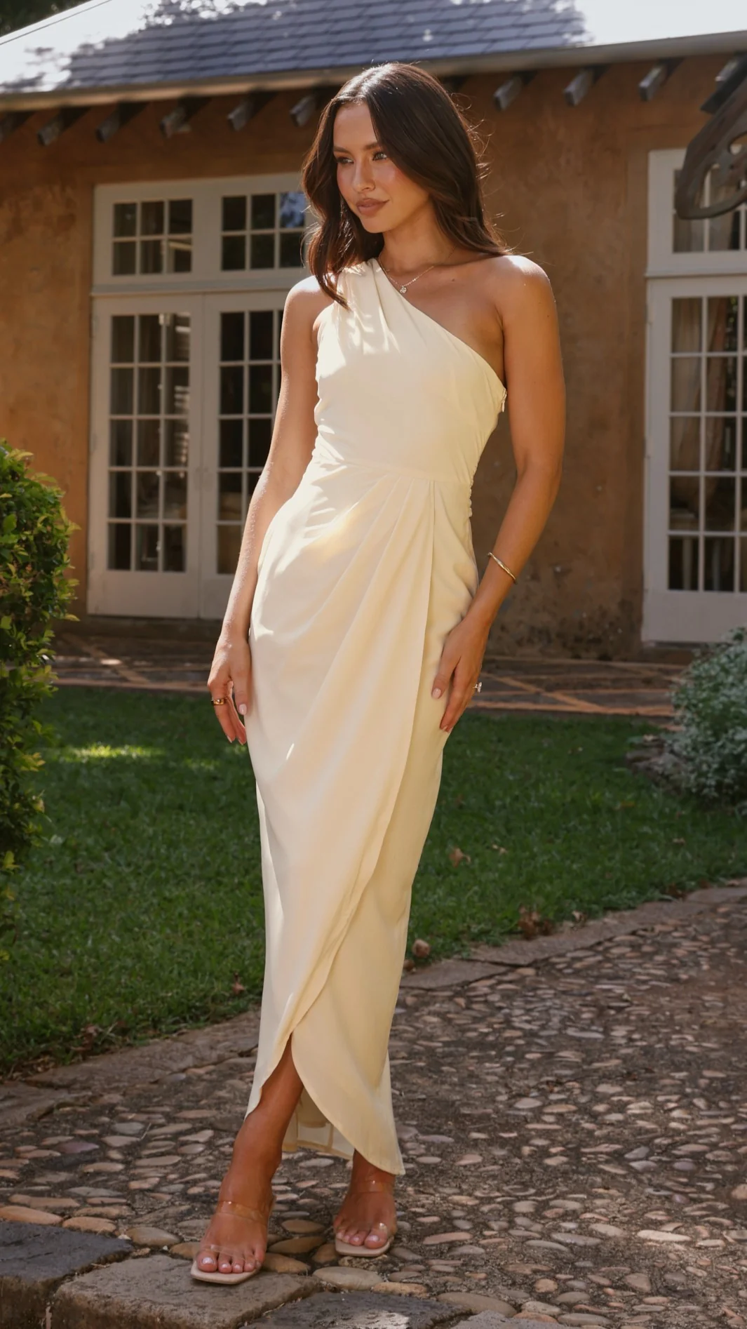 Clara One Shoulder Maxi Dress - Yellow