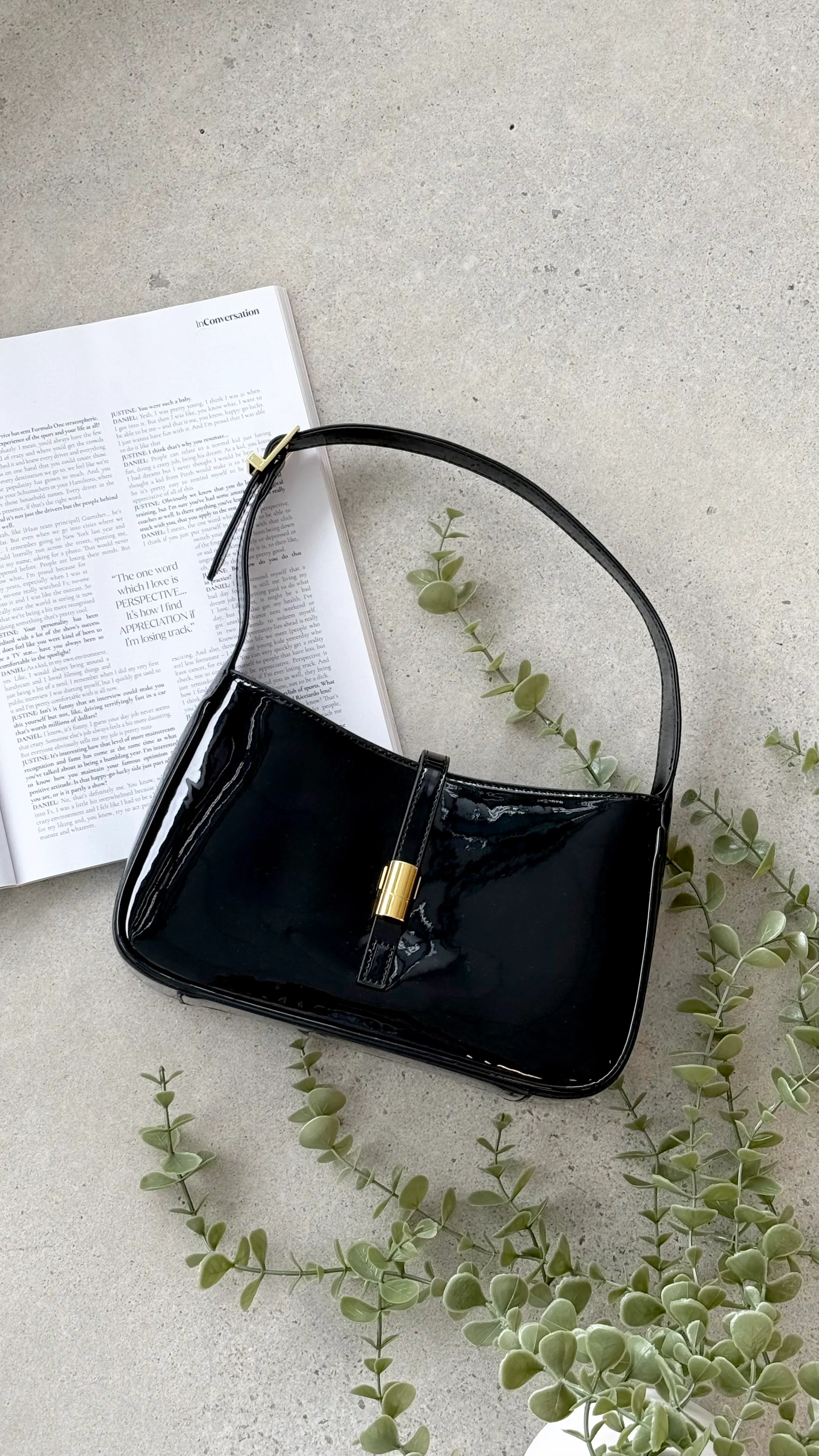 Clara Shoulder Bag - Black Patent