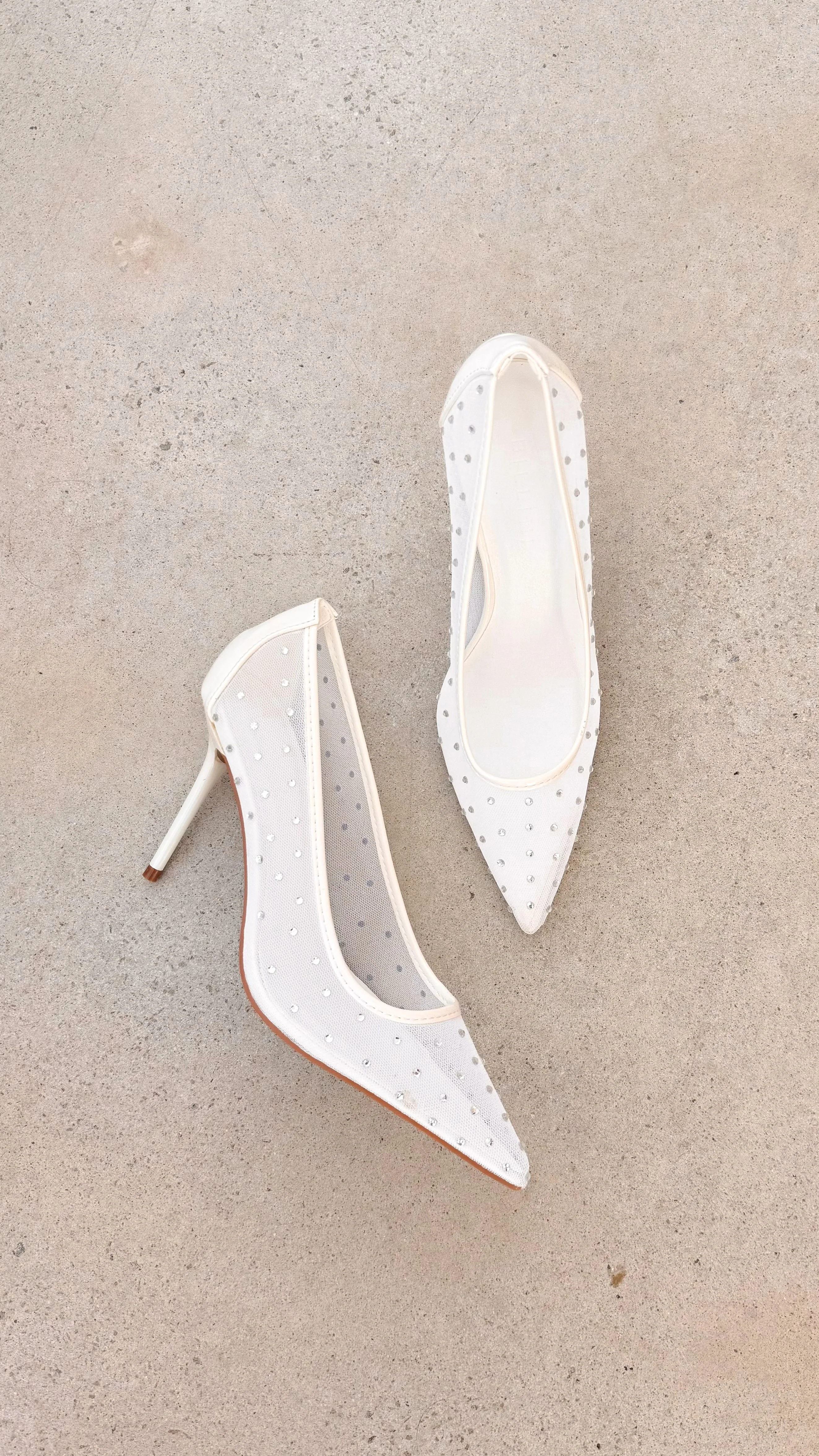 Lee Heels - White Mesh Diamante