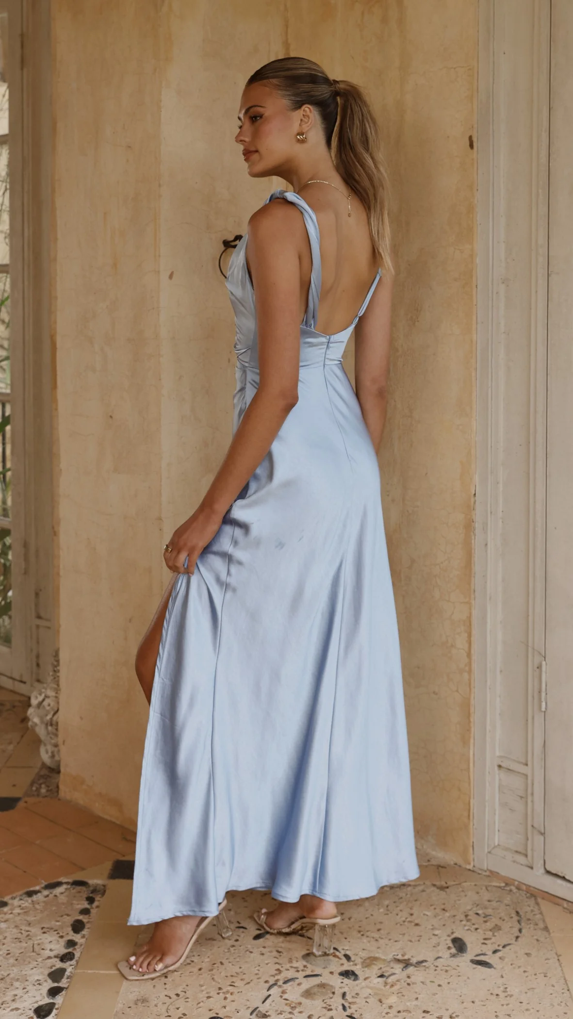 Iris Asymmetrical Maxi Dress - Blue