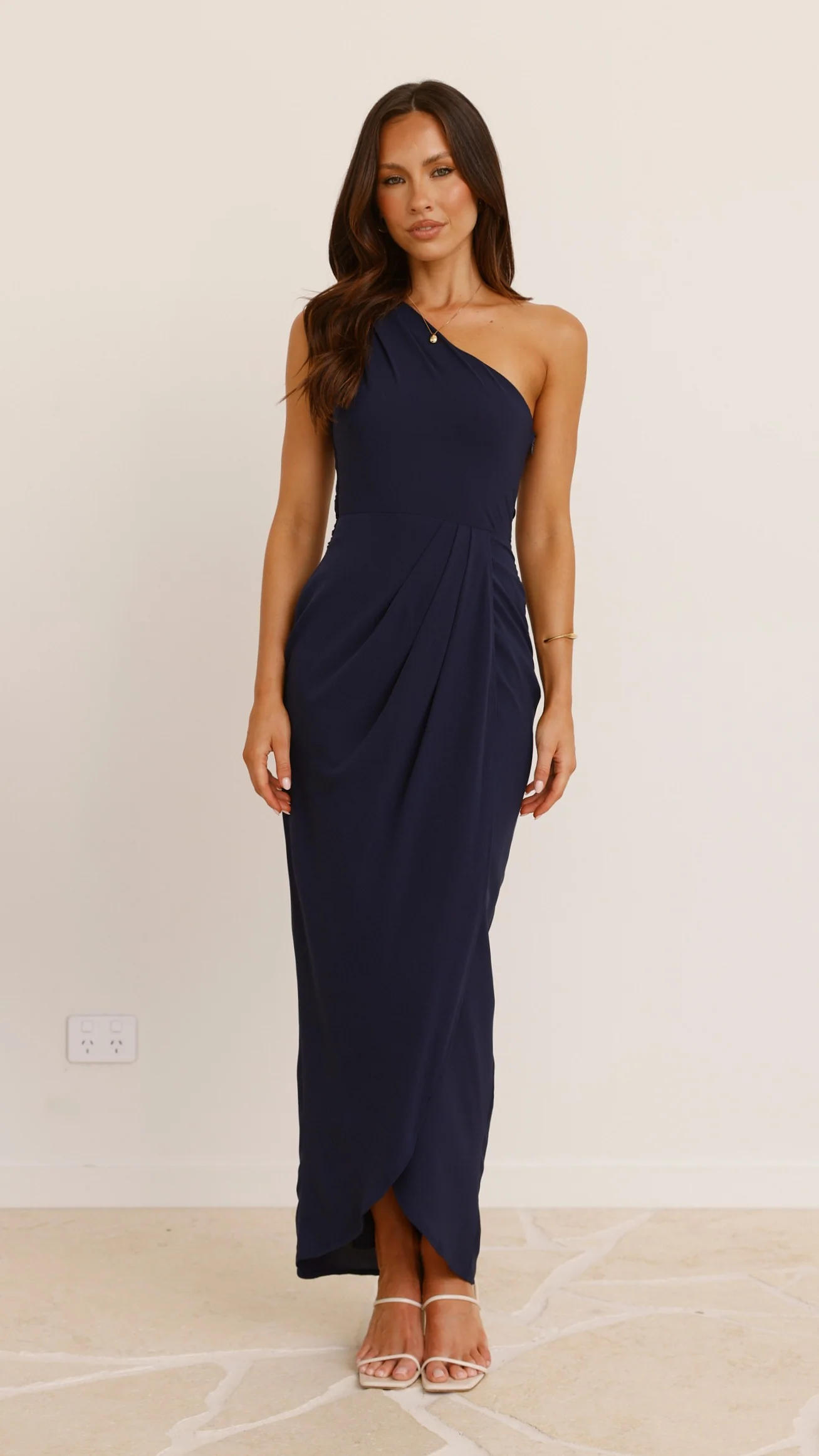 Clara One Shoulder Maxi Dress - Navy