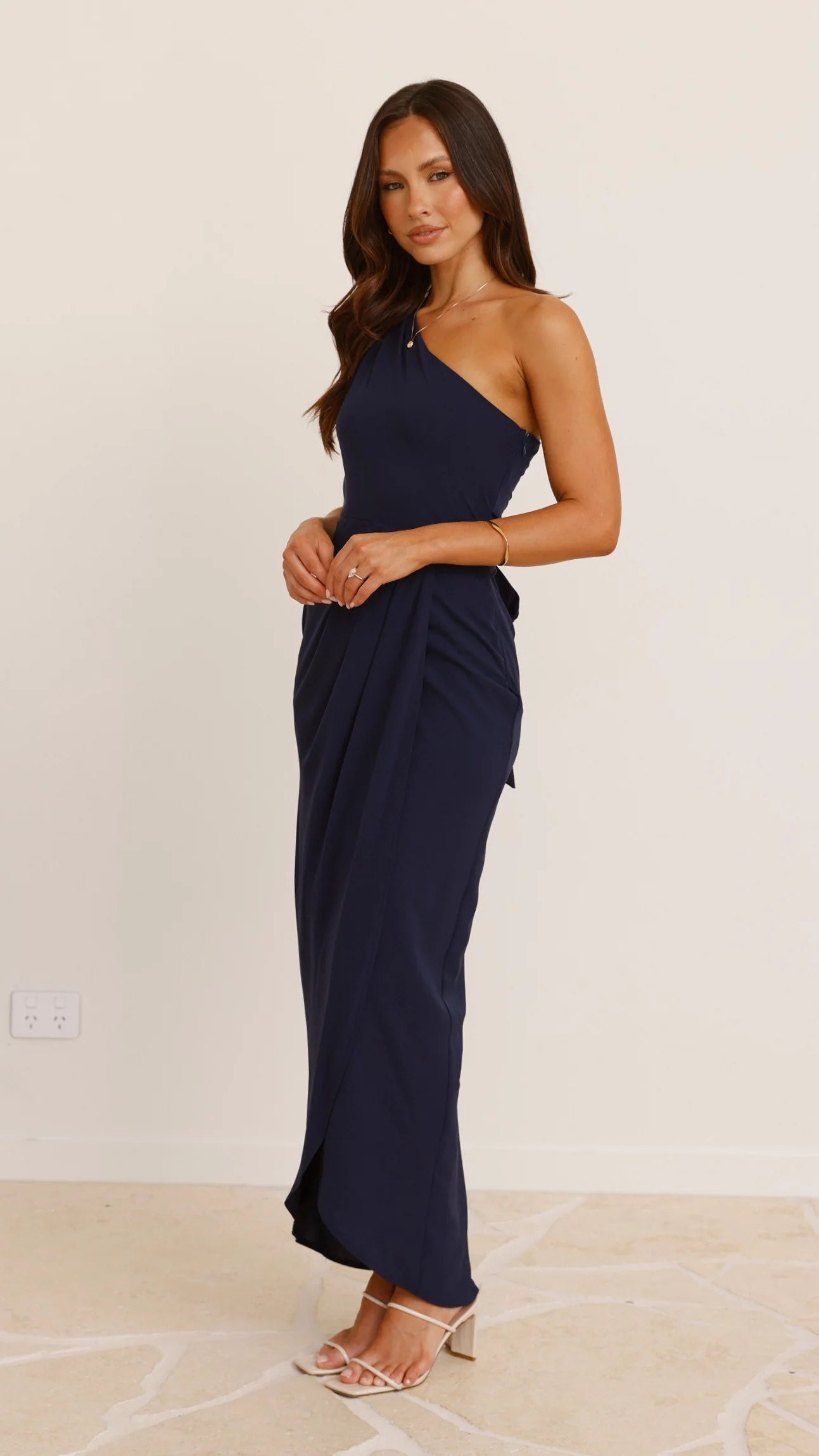 Clara One Shoulder Maxi Dress - Navy