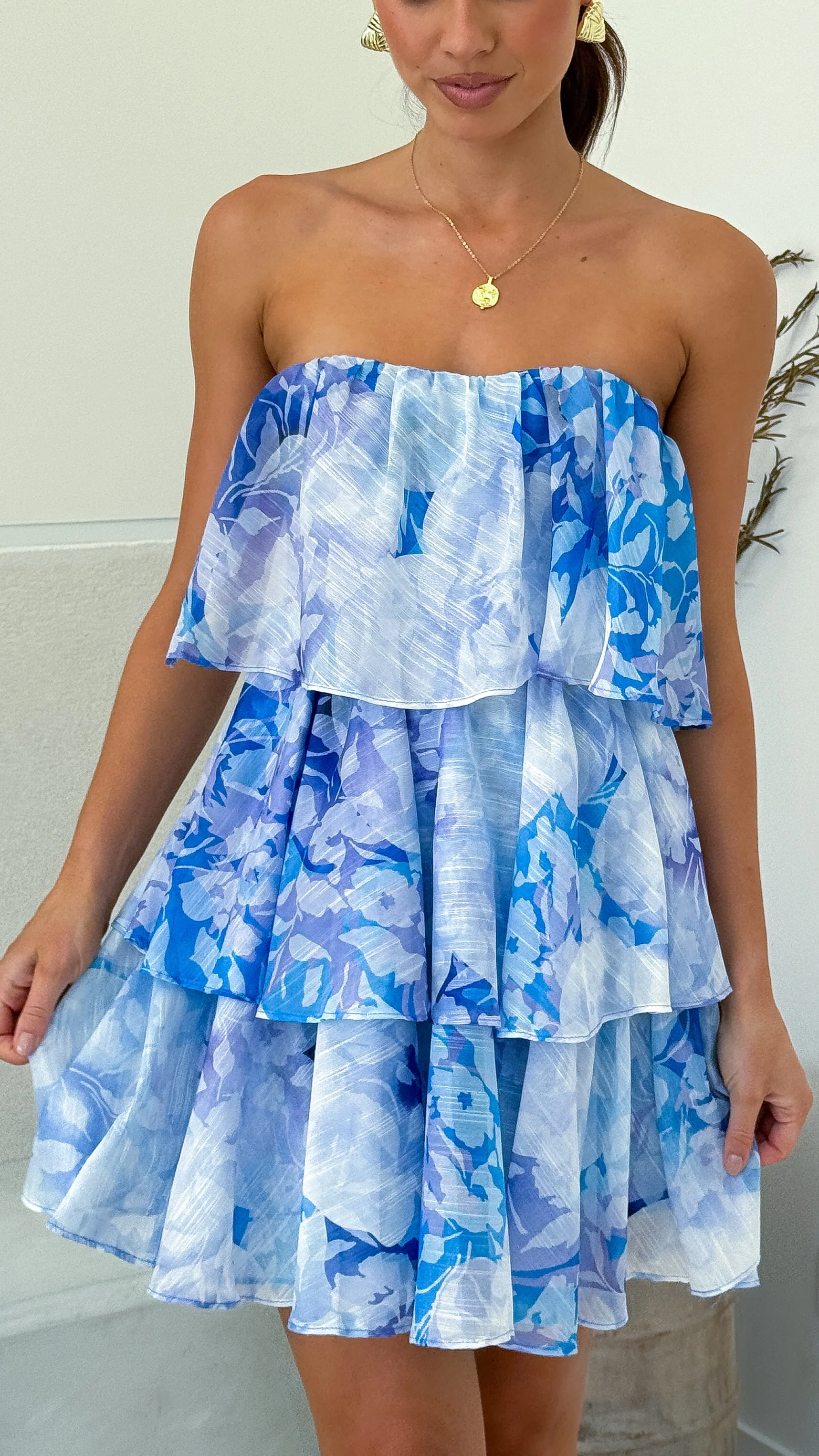 Fantasia Mini Dress - Blue Floral