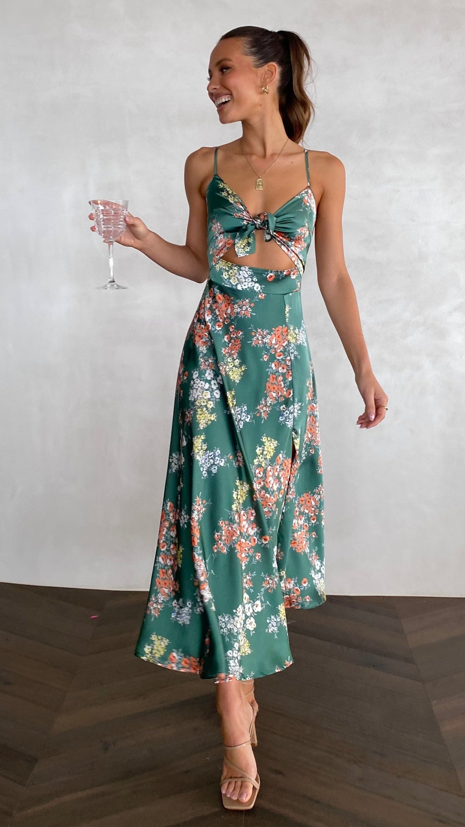 Dreamers Midi Dress - Green Floral