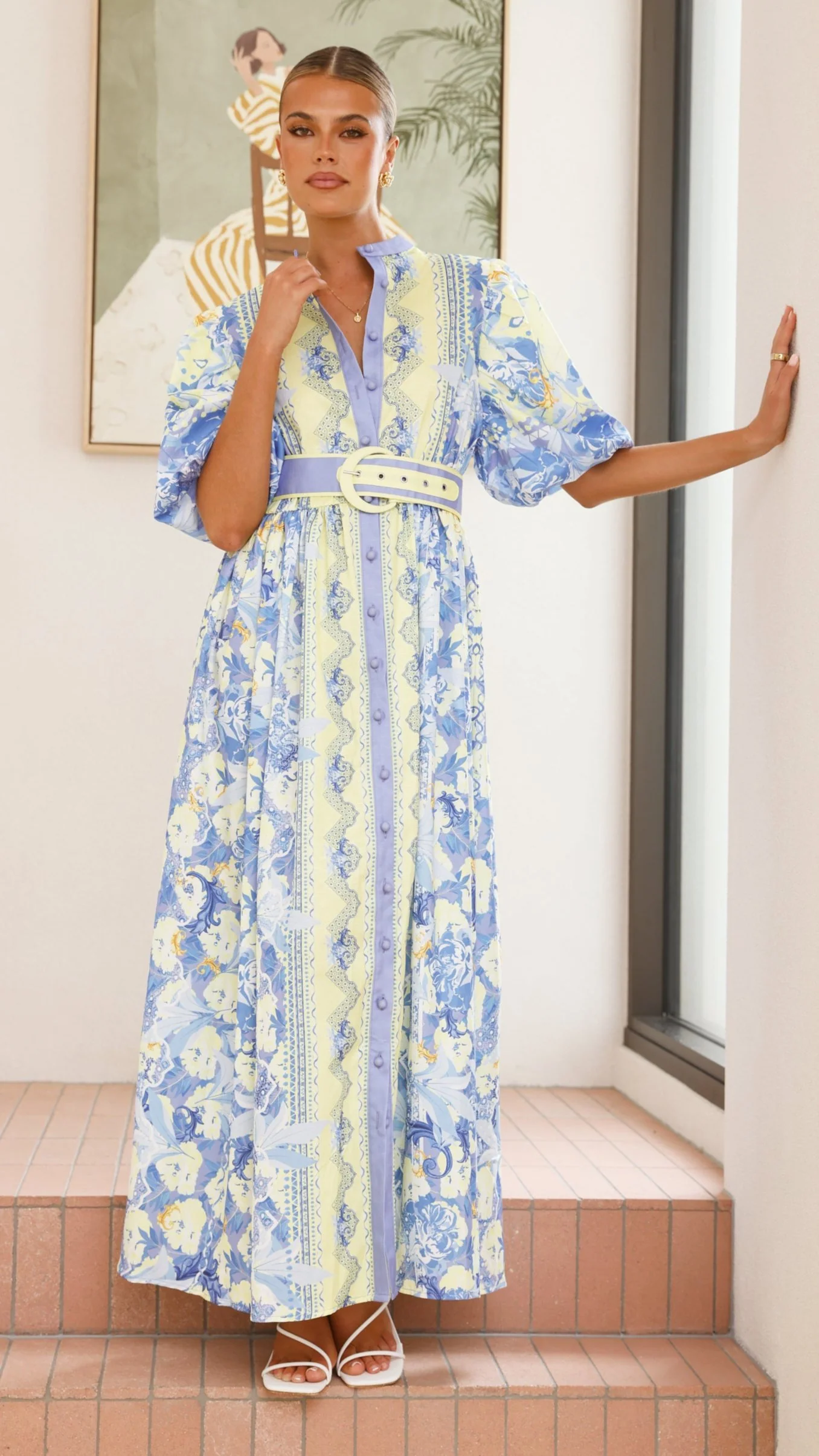Claudelle Maxi Dress - Blue/Yellow