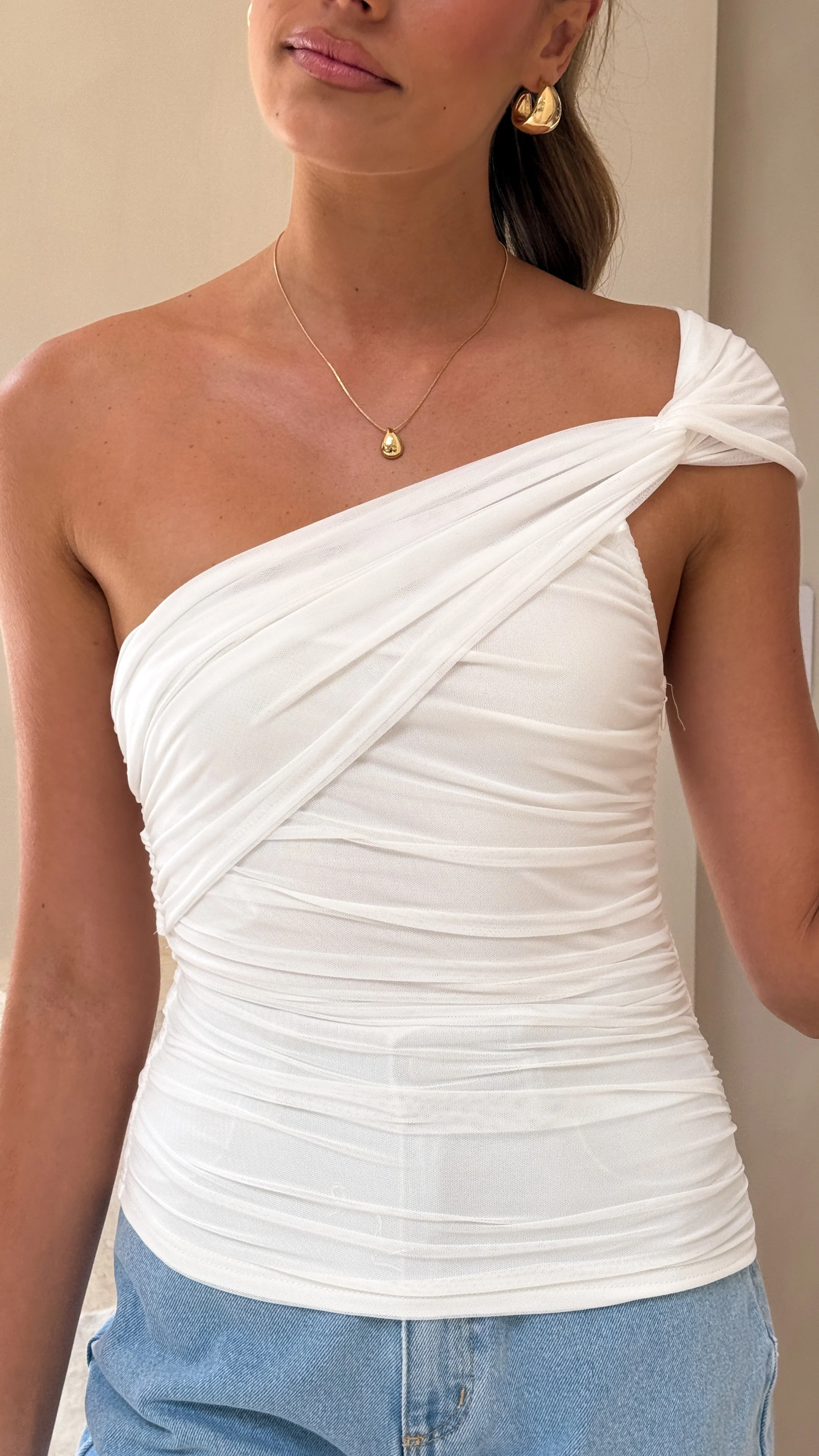 Liana Asymmetrical Top - White