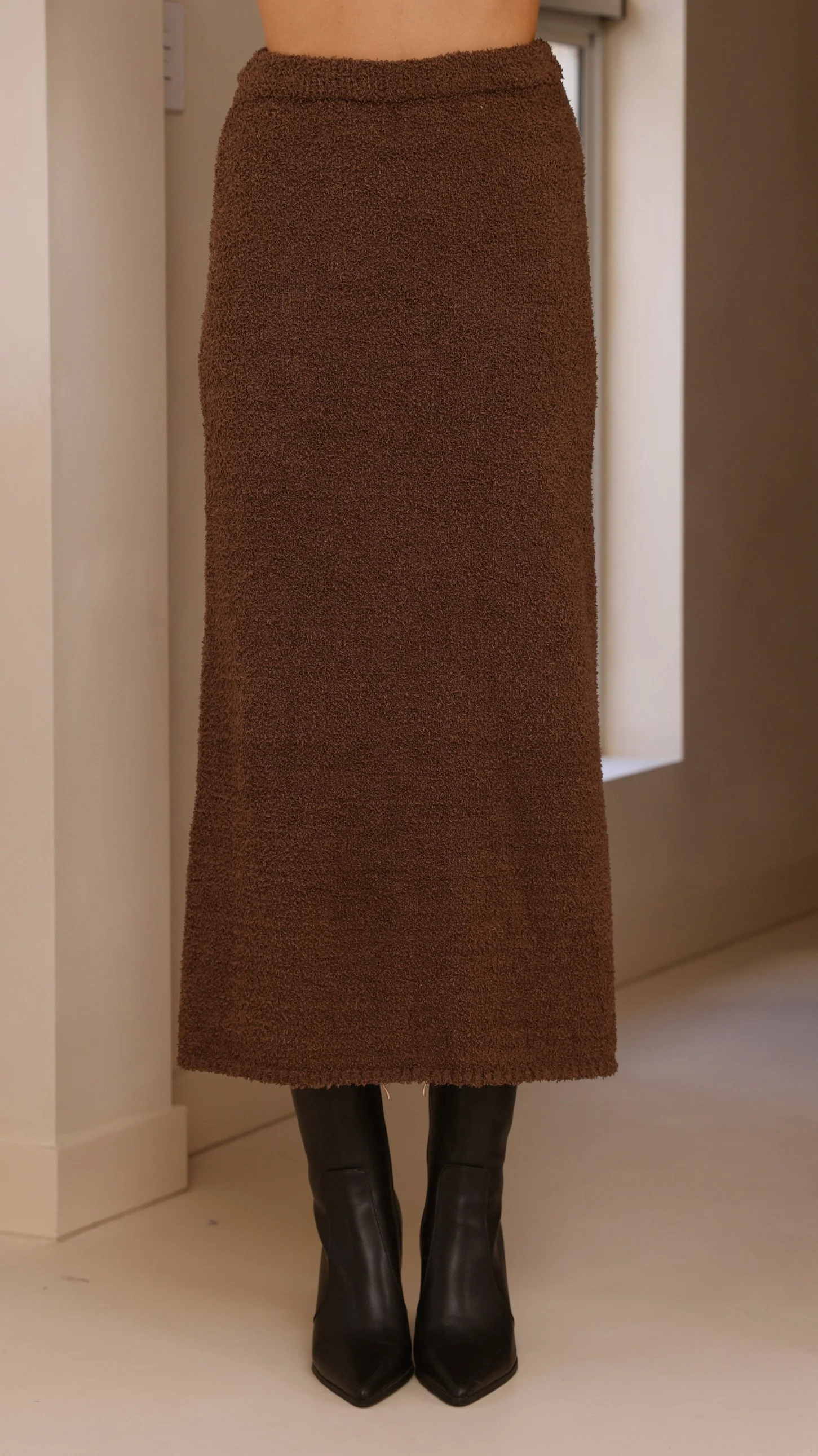 Cohen Knit Midi Skirt - Chocolate