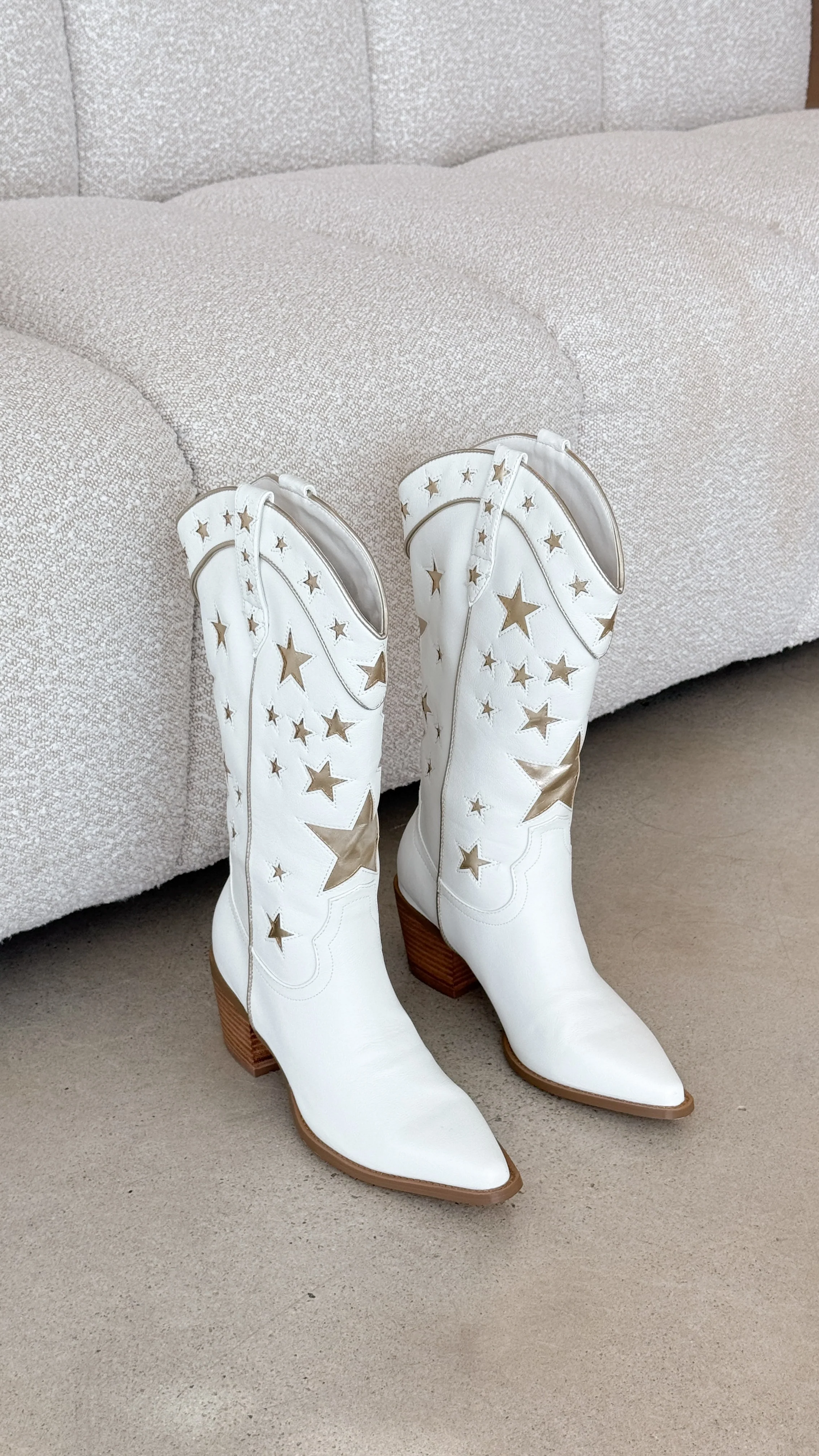 Dollie Boots - White-Gold Metallic