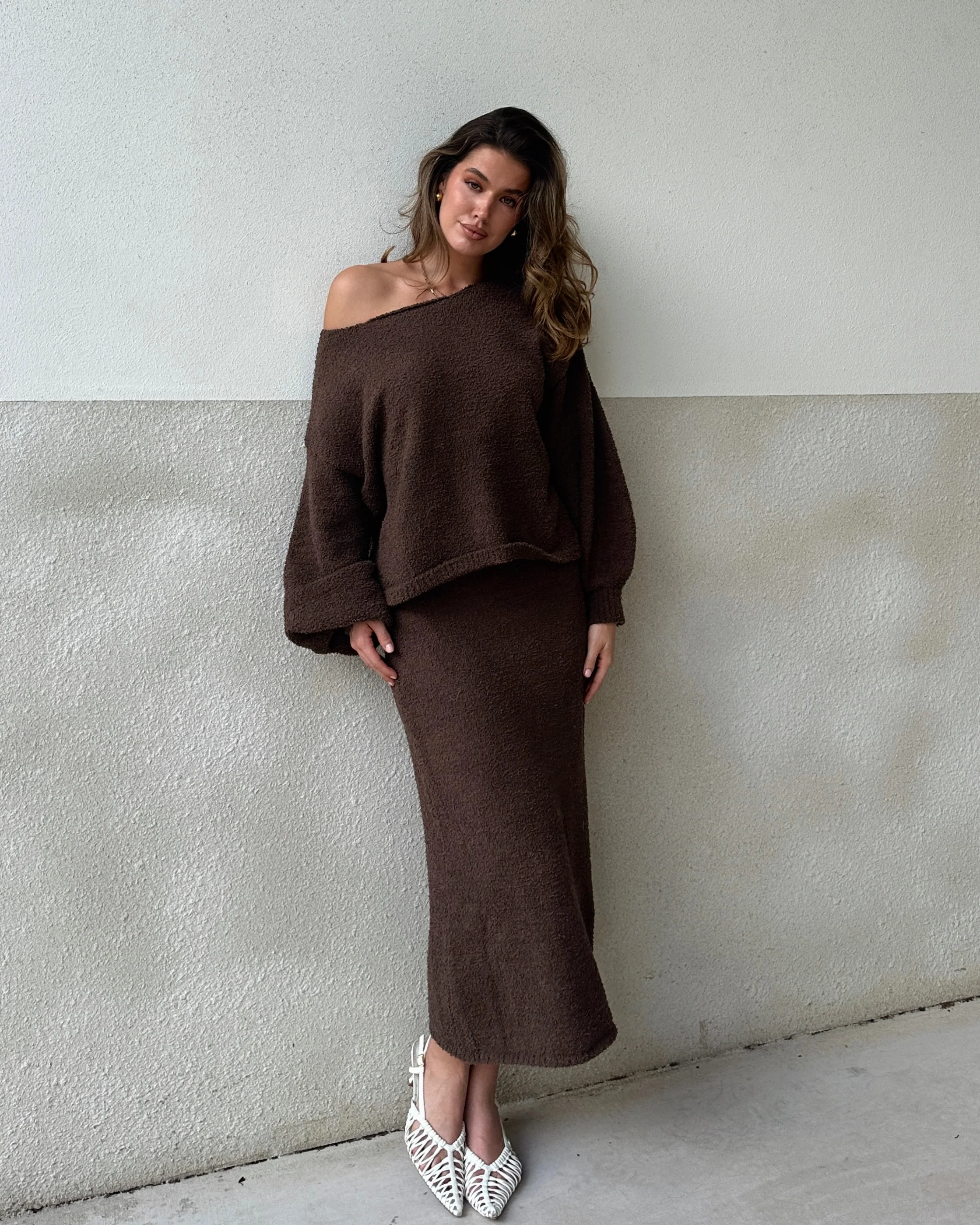Cohen Knit Midi Skirt - Chocolate