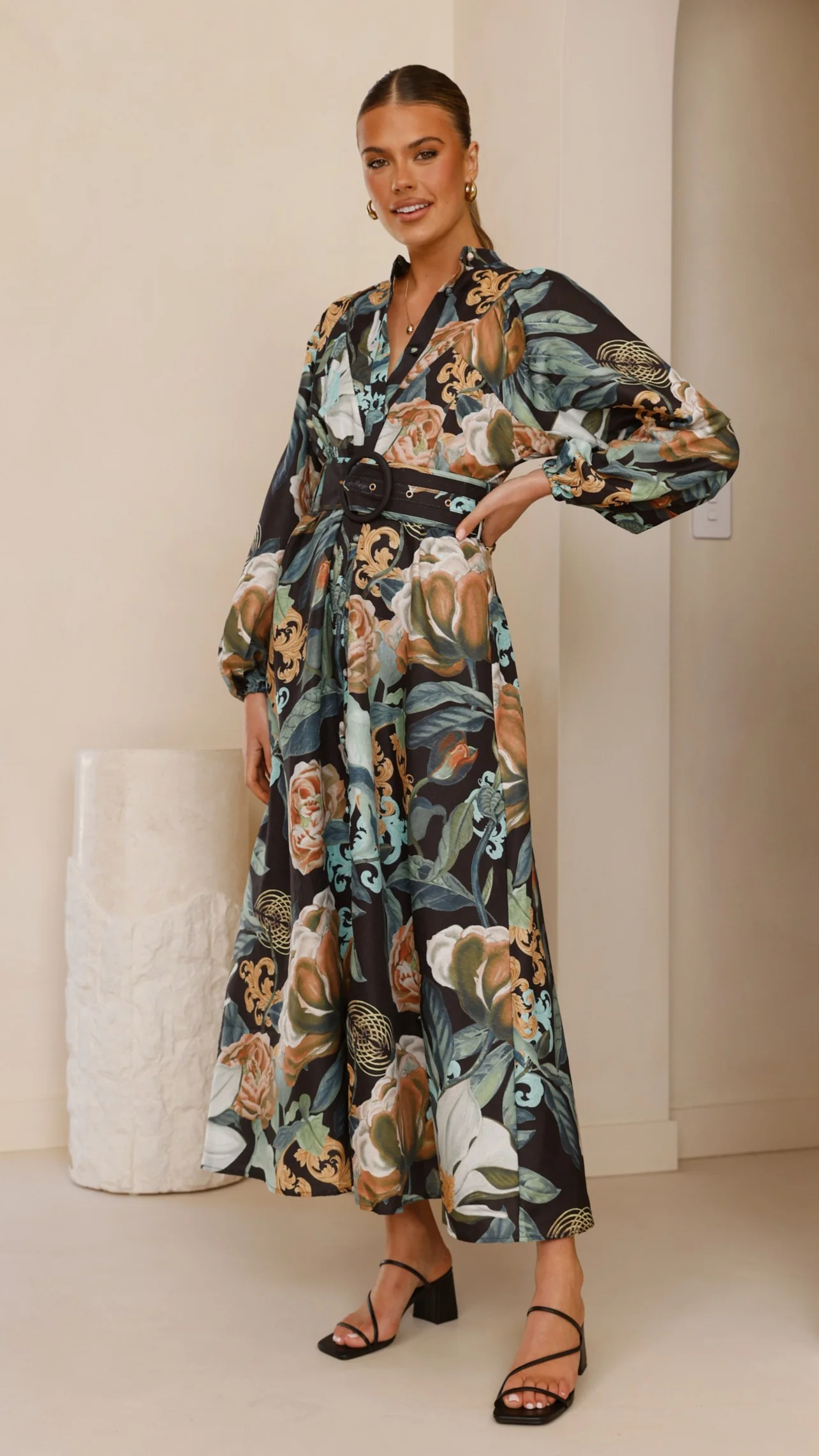 Carmal Long Sleeve Maxi Dress - Donatella Noir