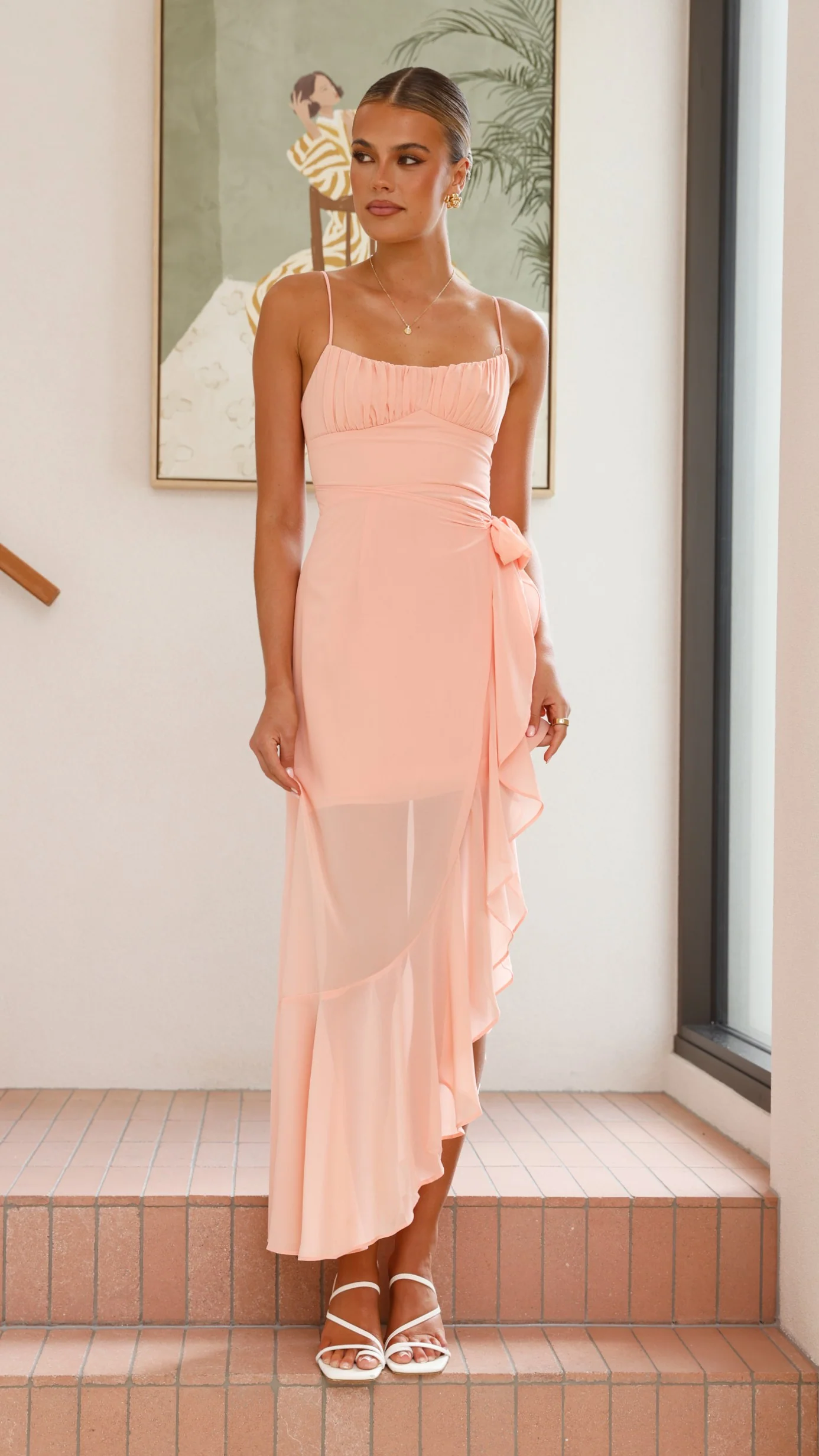 Caliste Midi Dress - Peach