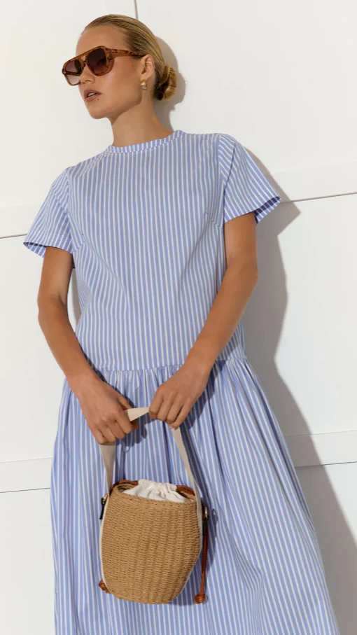 Cleo Woven Bucket Handbag - Natural / Tan