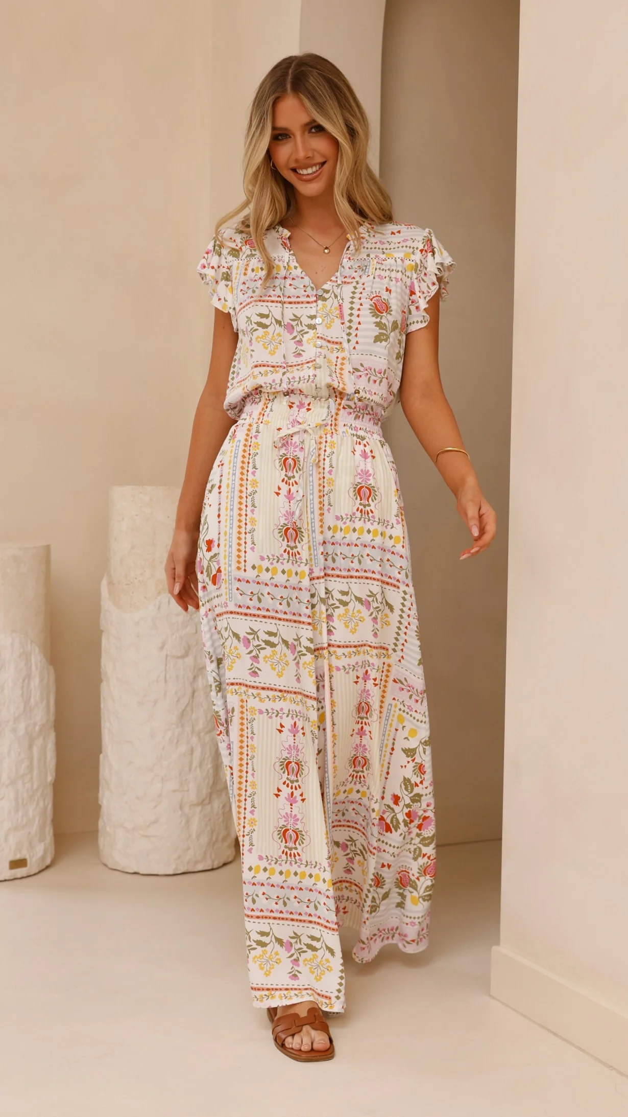 Lesley Short Sleeve Top - Leah Print