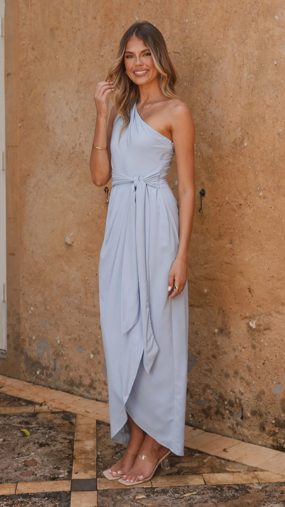 Clara One Shoulder Maxi Dress - Blue