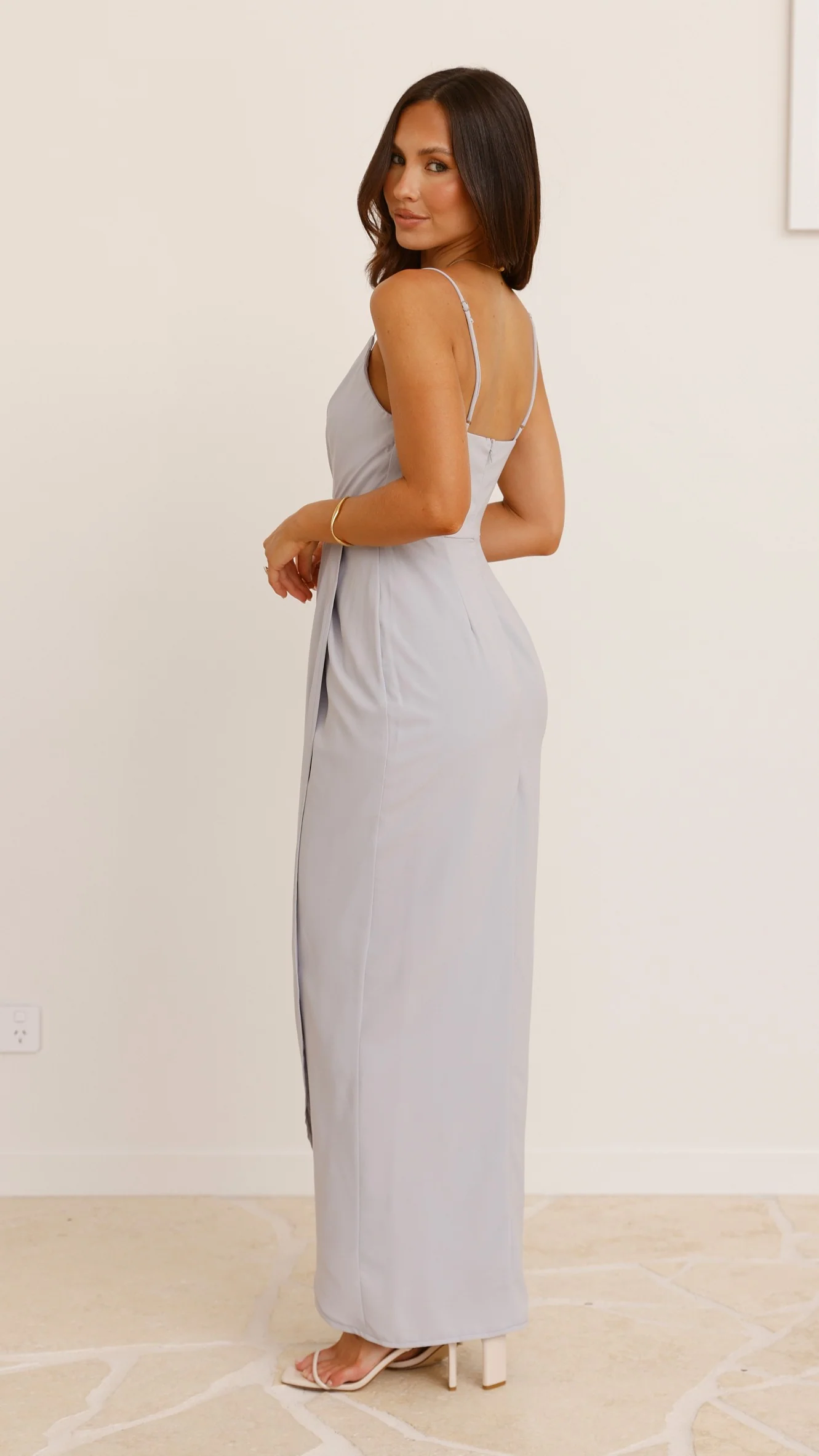 Charlotte Draped Maxi Dress - Silver