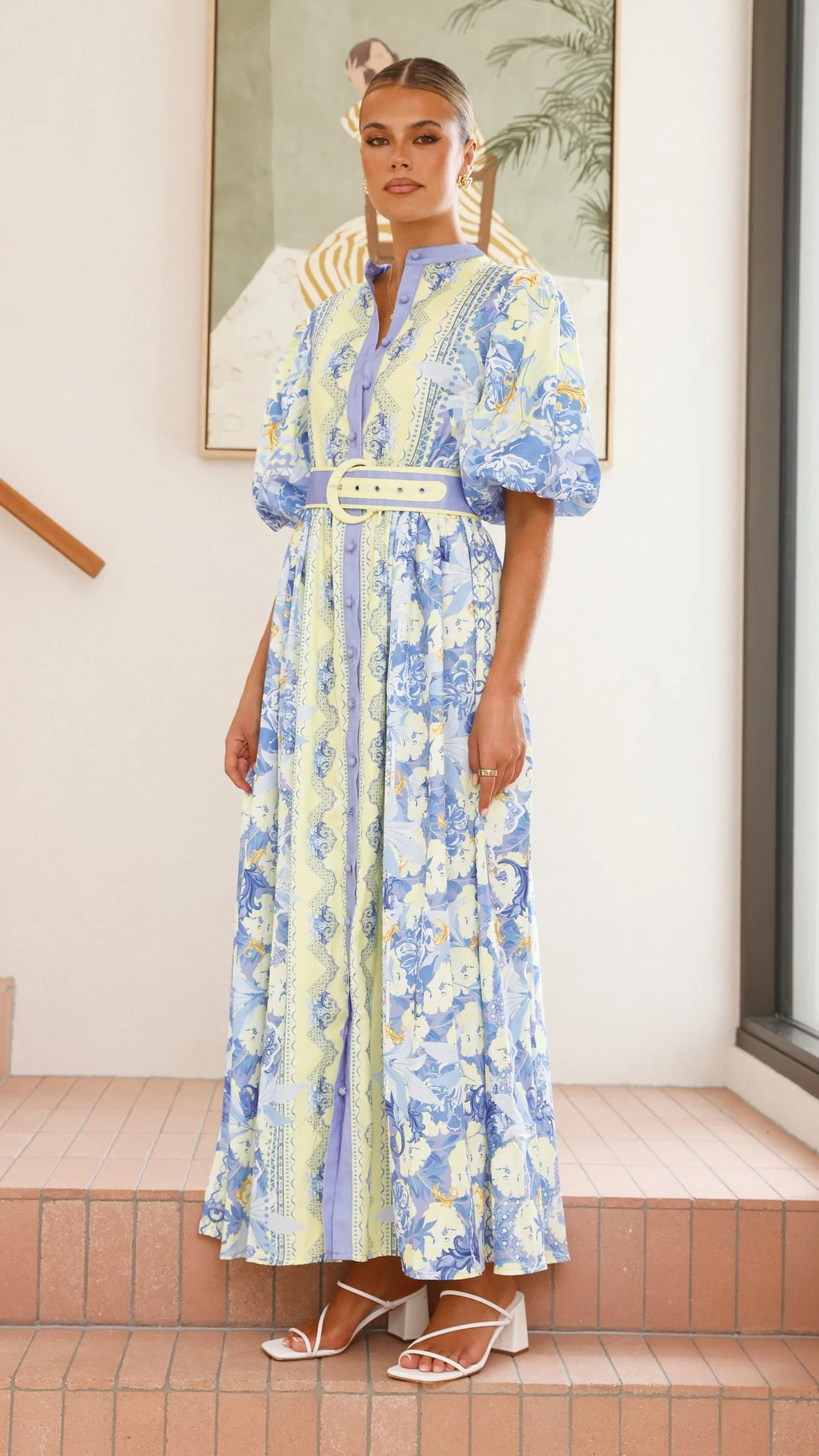 Claudelle Maxi Dress - Blue/Yellow