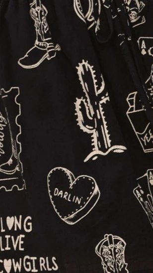 Charli Button Up Shirt and Shorts Set - Black/Beige cowgirl