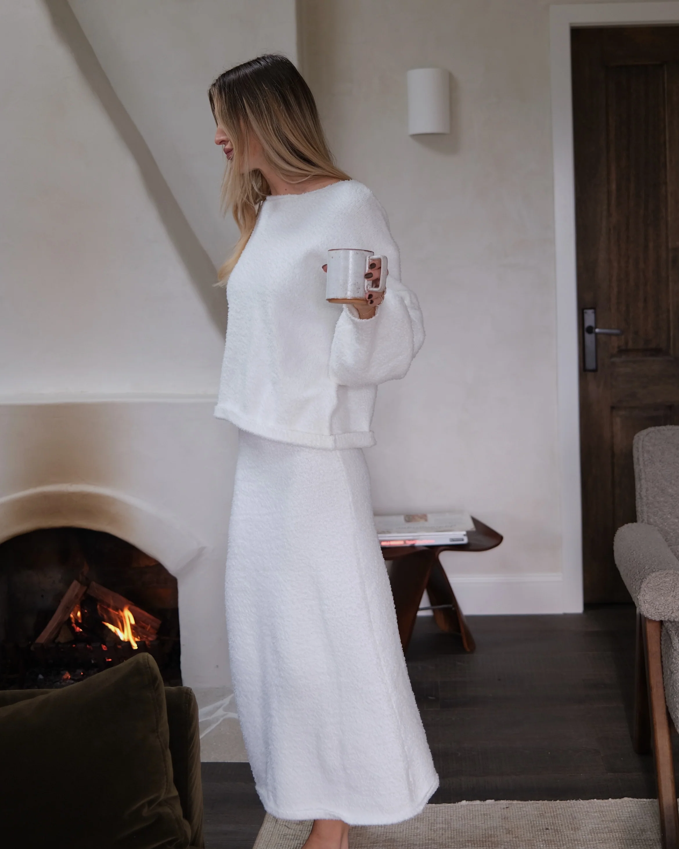 Cohen Knit Midi Skirt - Off White