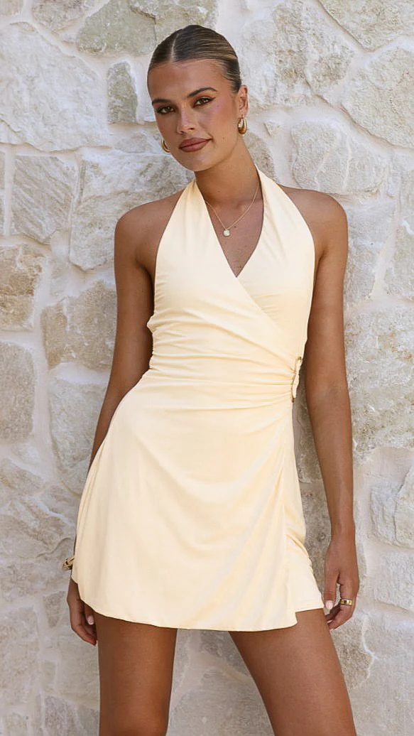 Brigitte Halter Mini Dress - Butter