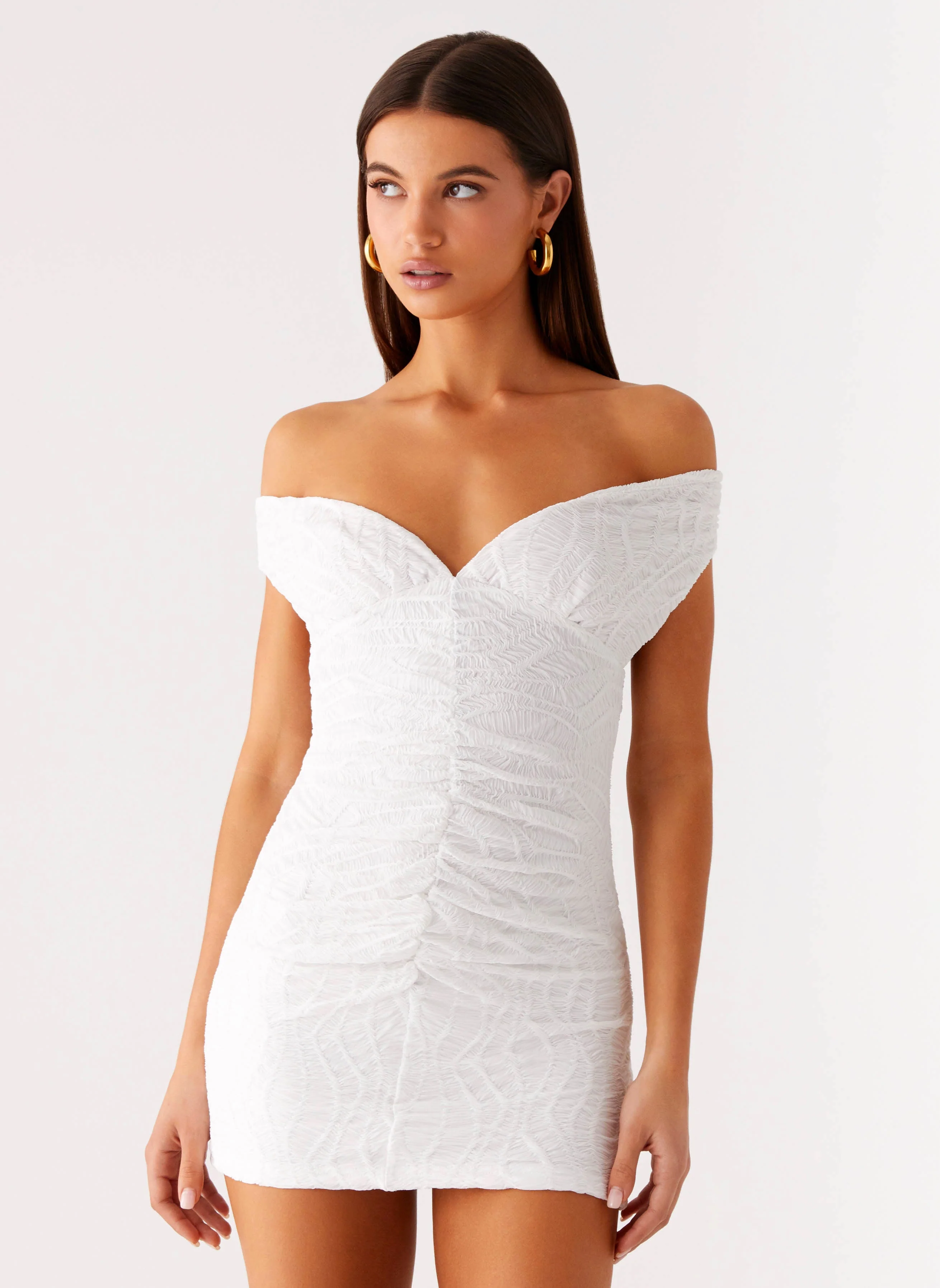 Takoda Off Shoulder Mini Dress - White