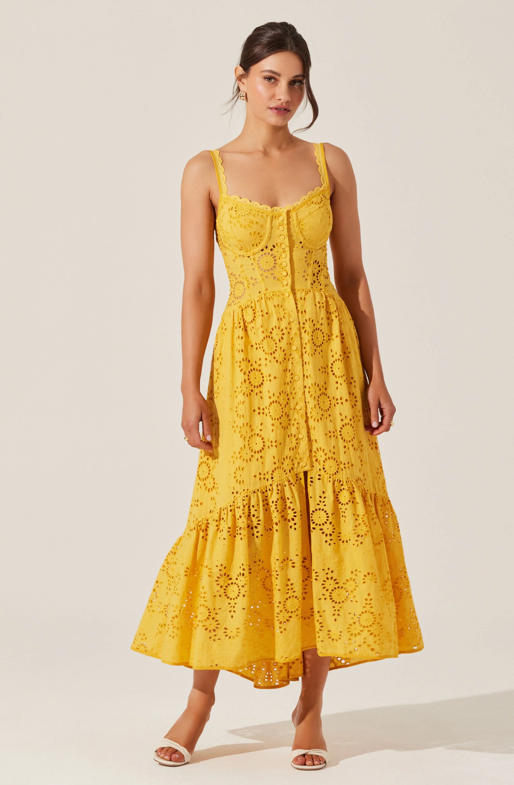 Yamila Eyelet Corset Midi Dress