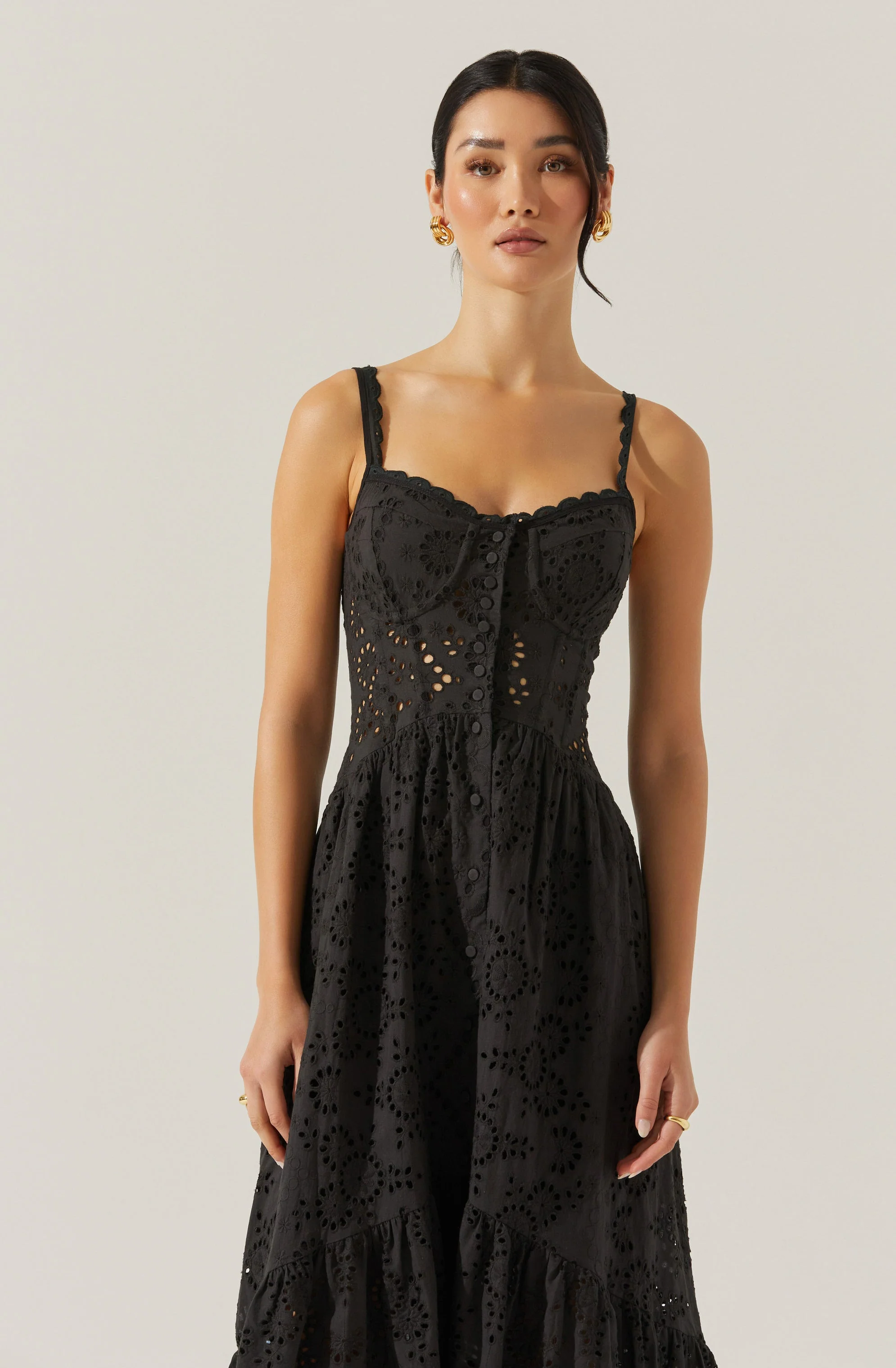 Yamila Eyelet Corset Midi Dress