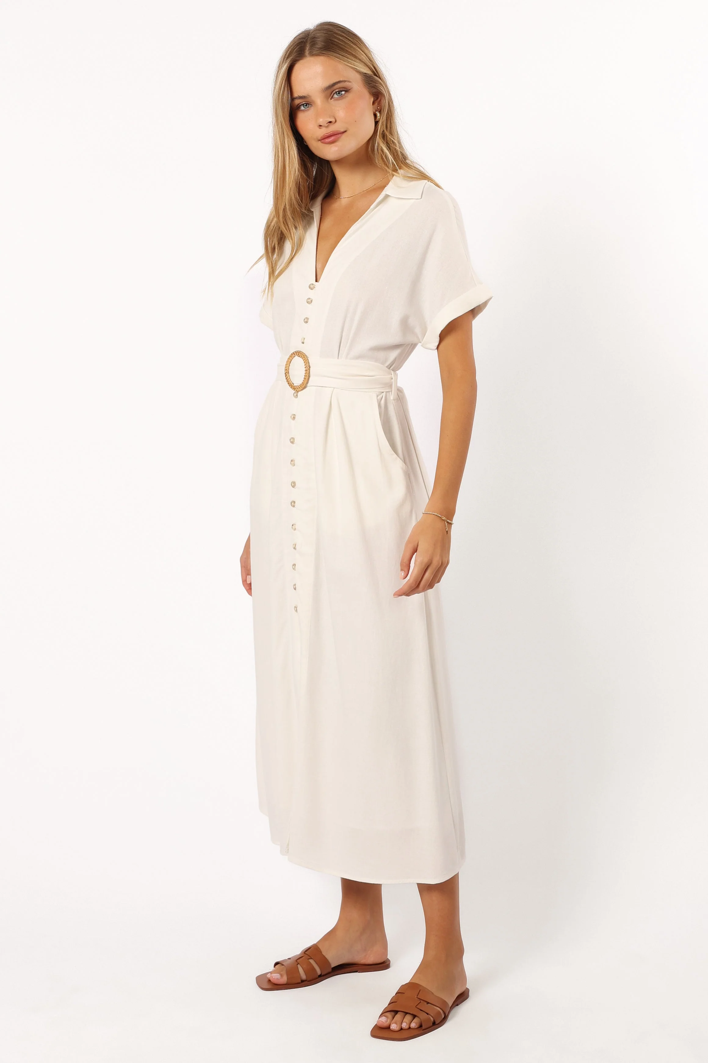 Orla Short Sleeve Midi Dress - Ivory