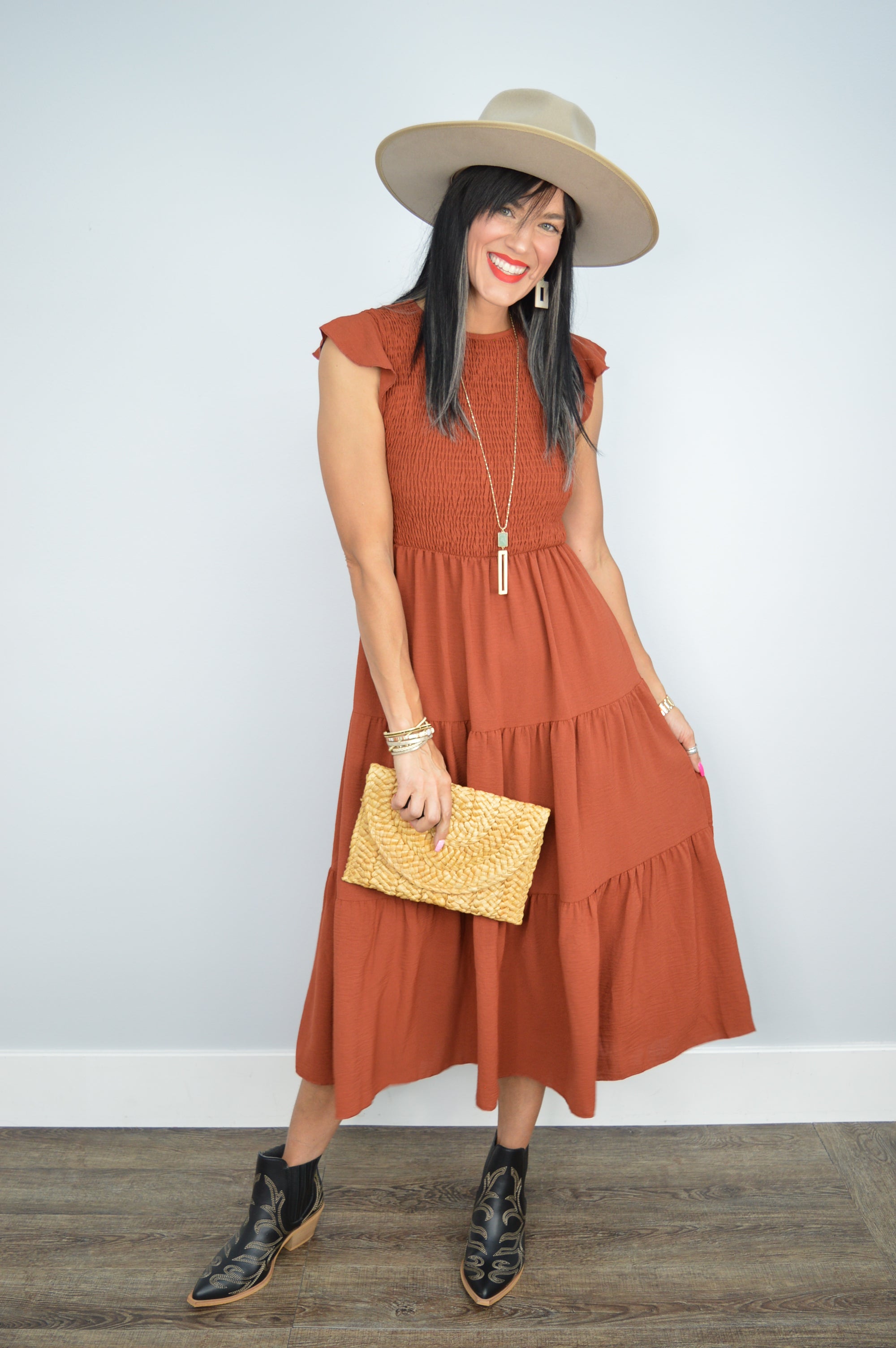 Cityscape Smocked Midi