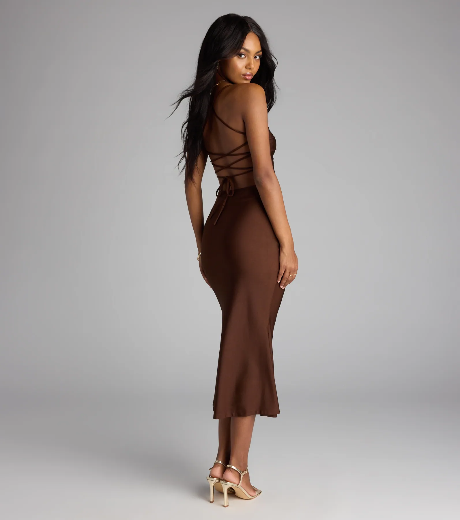 Love Story Loading Lace-Up Midi Dress