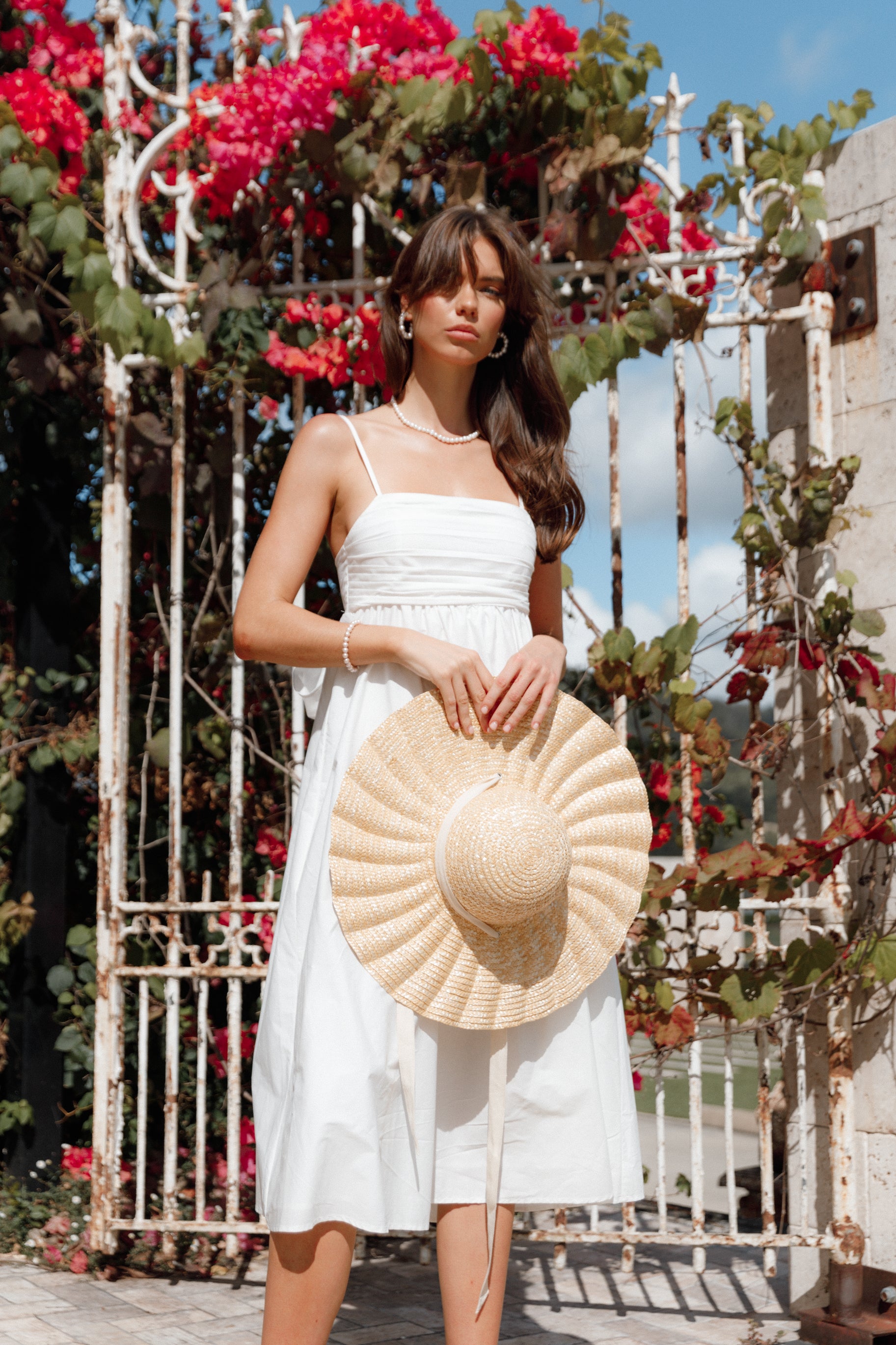 Alice Bow Back Midi Dress - White