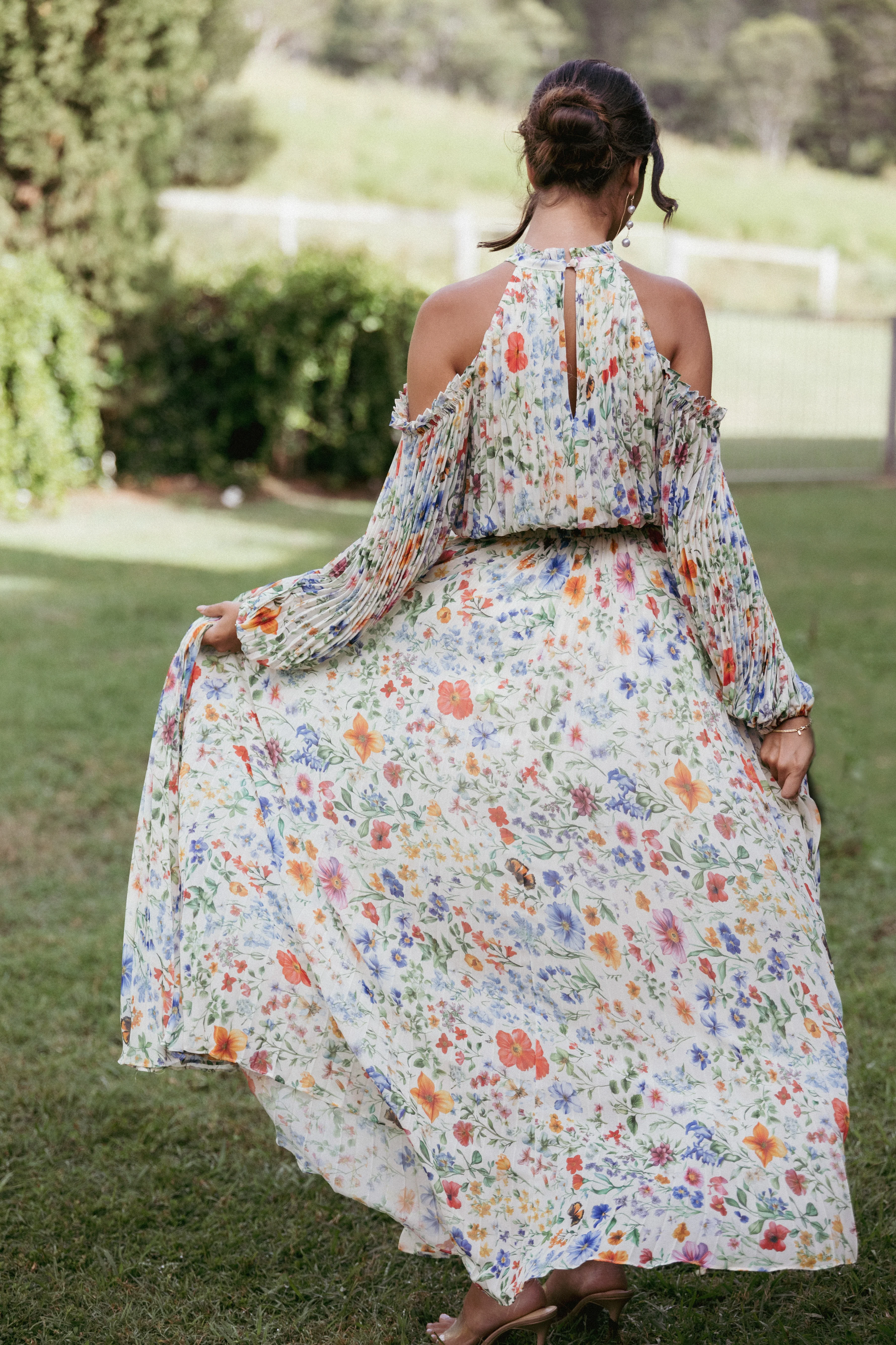 Hilary Pleated Maxi Dress - Garden Floral