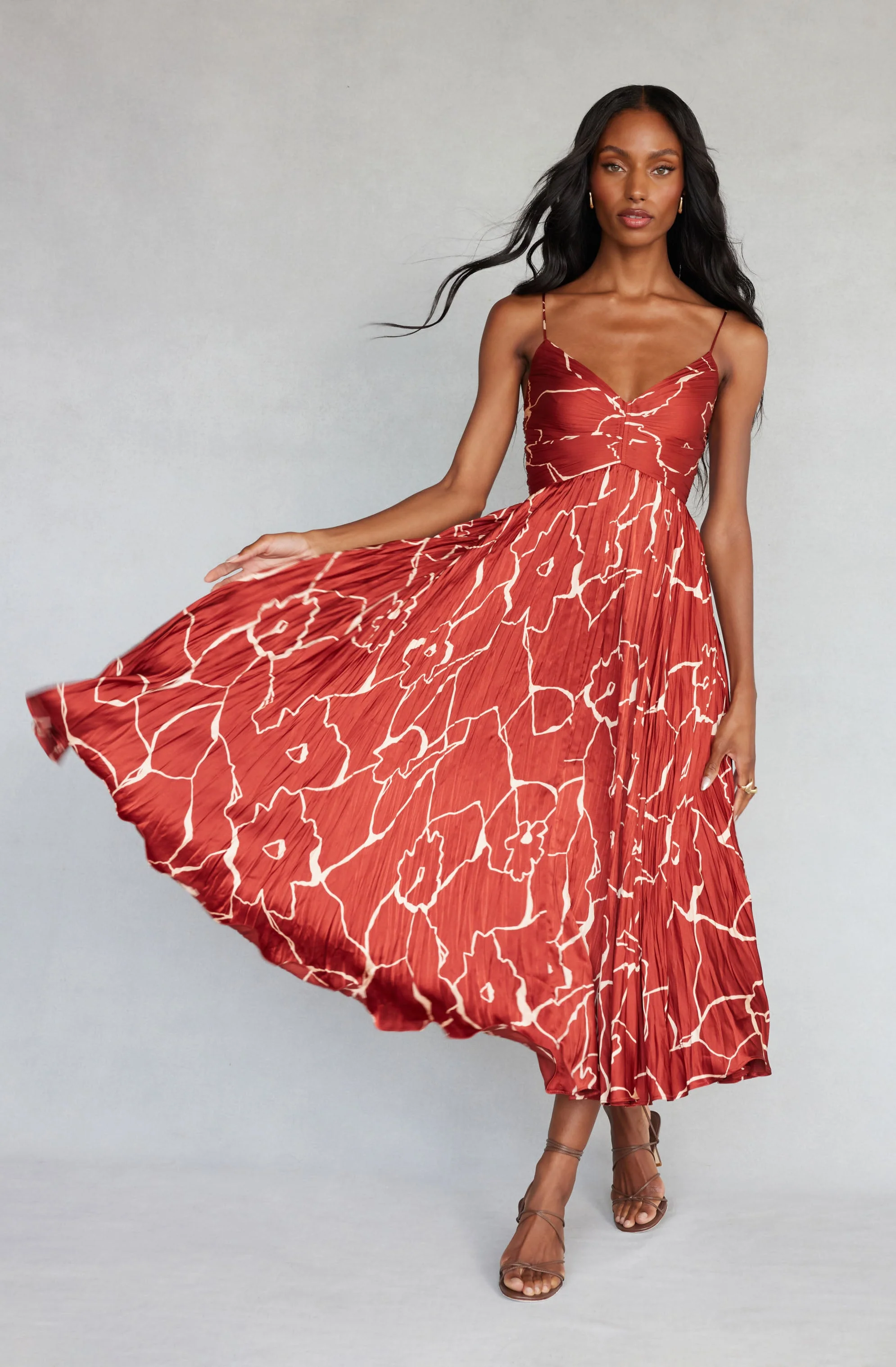 Maeve Printed Pleated Midi Dress