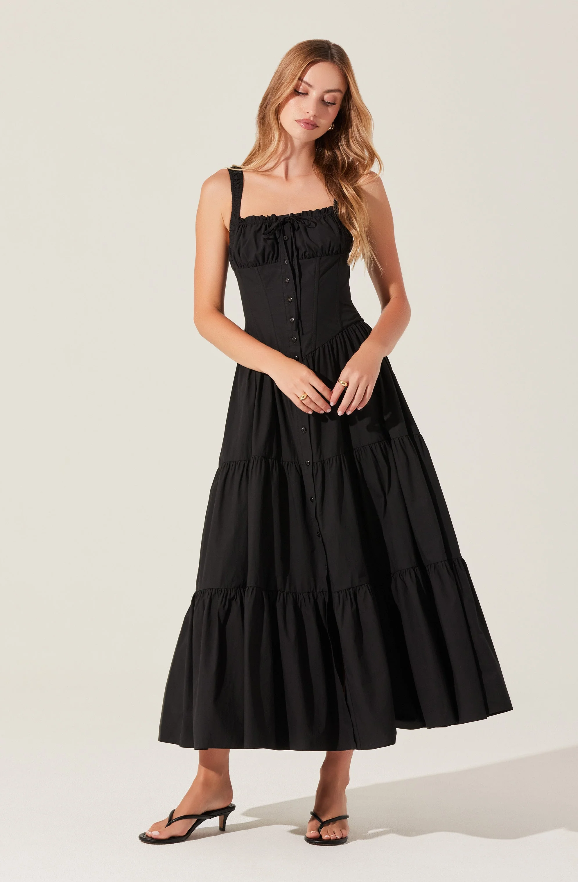 Temperance Tiered Milkmaid Maxi Dress