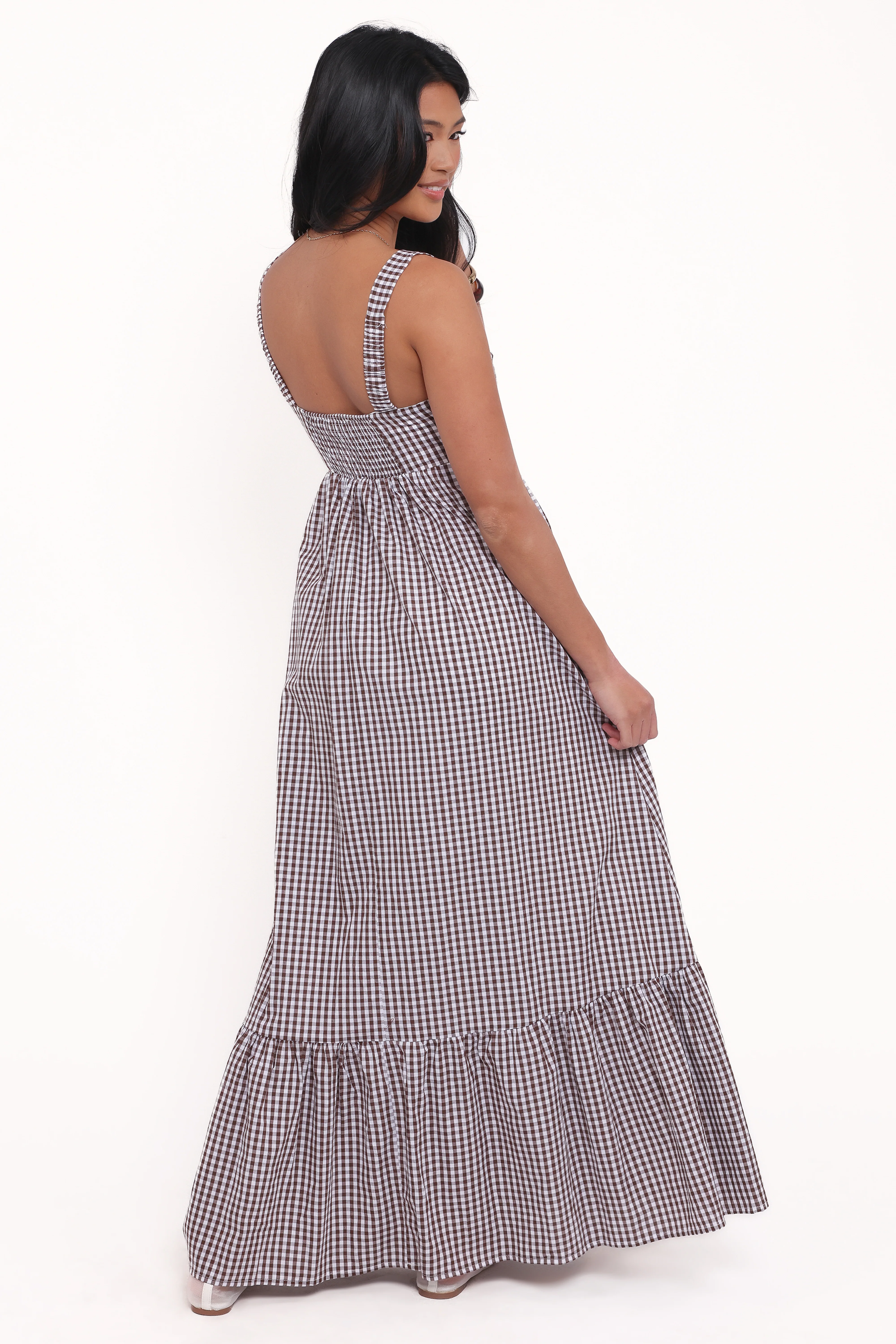 Reid Maxi Dress - Brown Gingham