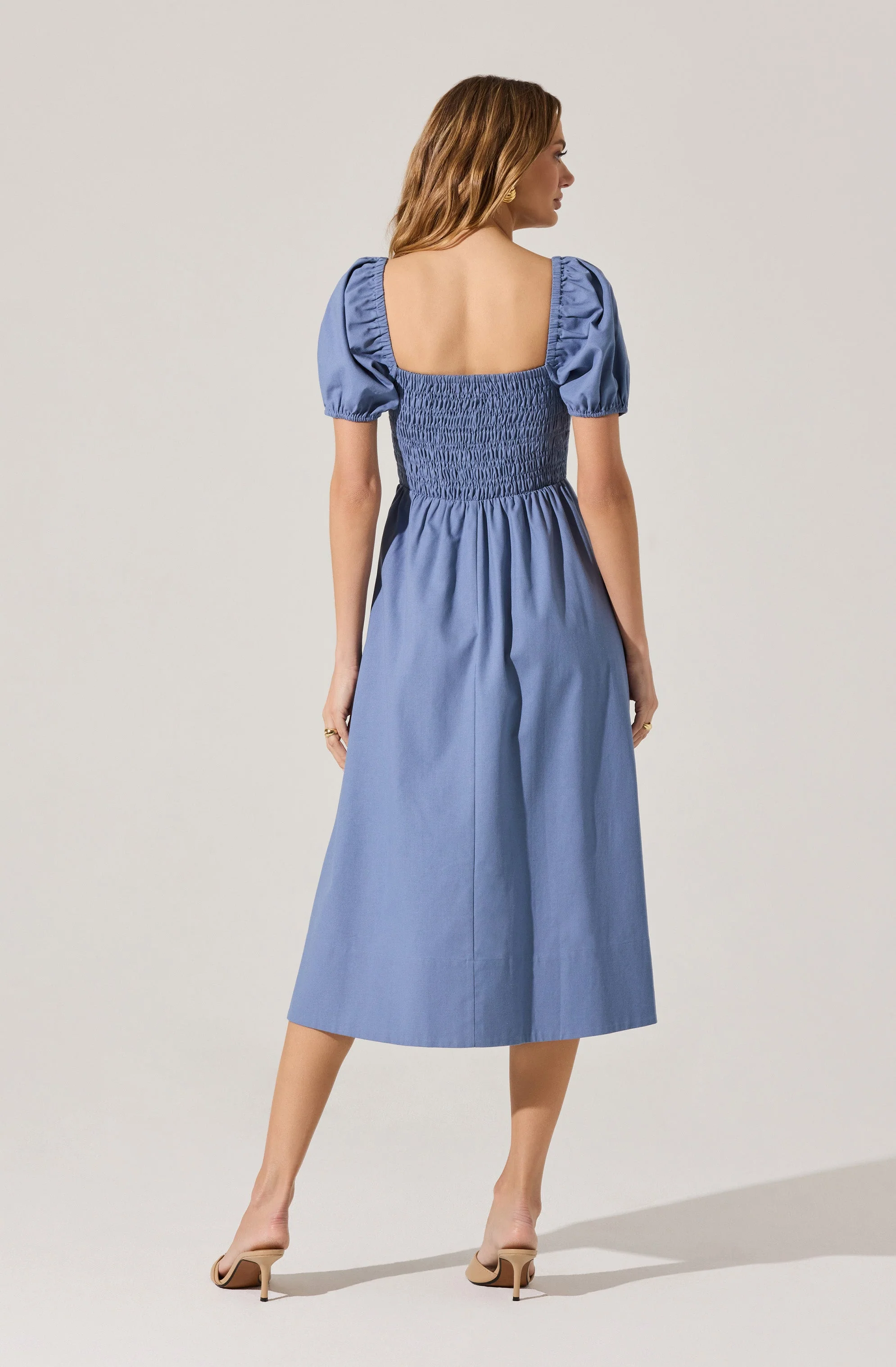 Smocked Bow Midi Dress