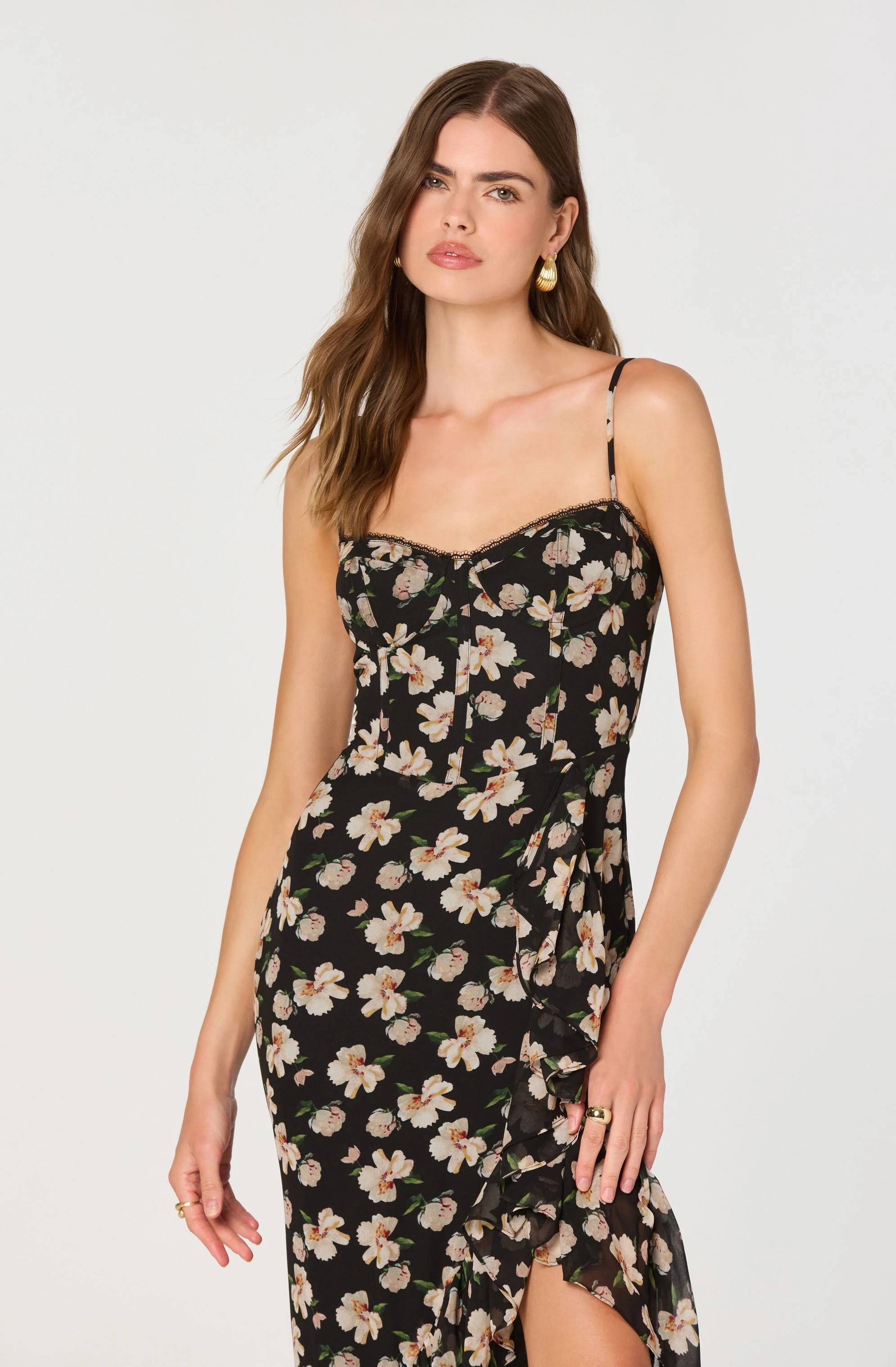 Brisbane Asymmetrical Floral Midi Dress