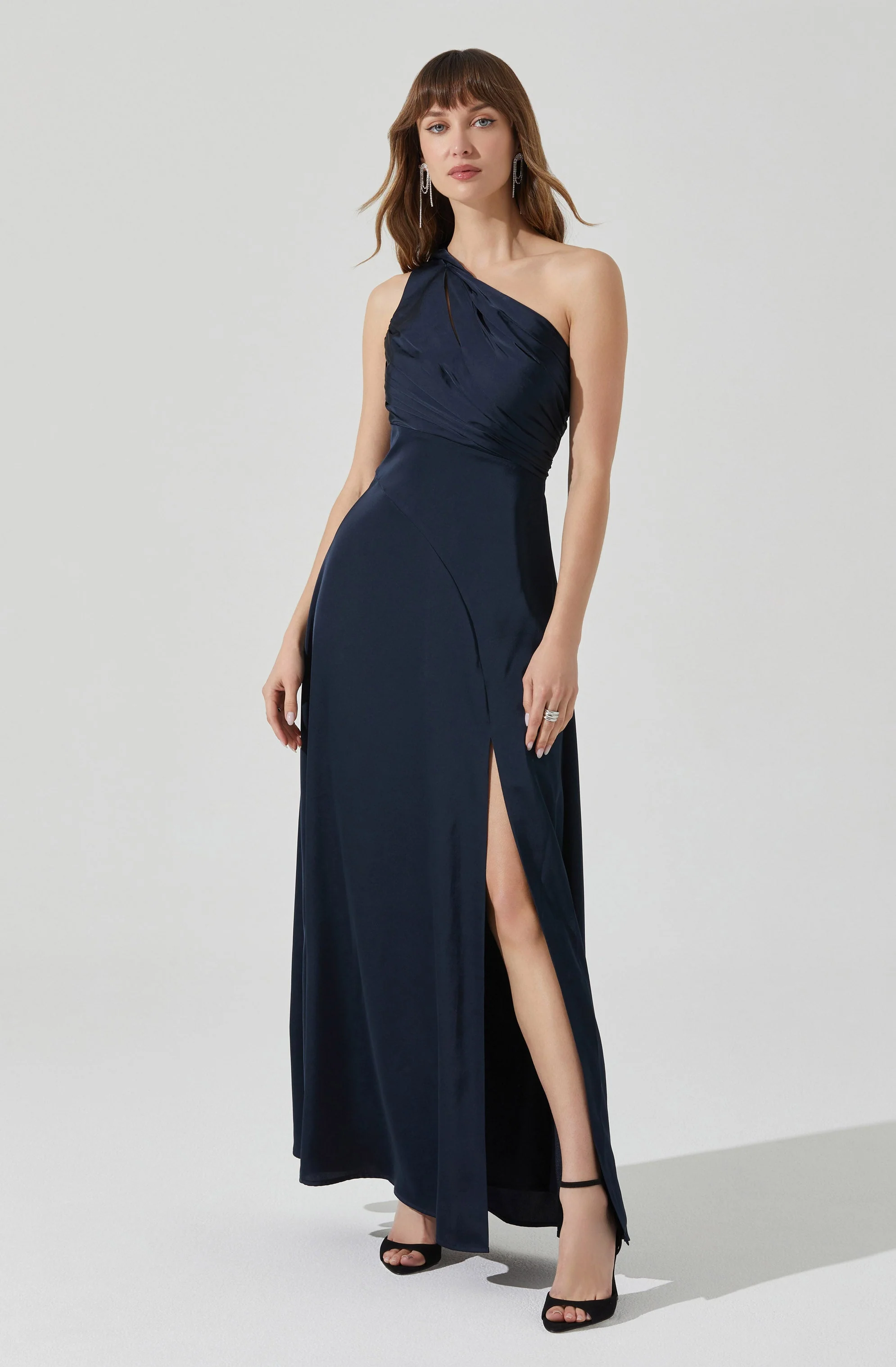 Atoila One Shoulder Satin Maxi Dress