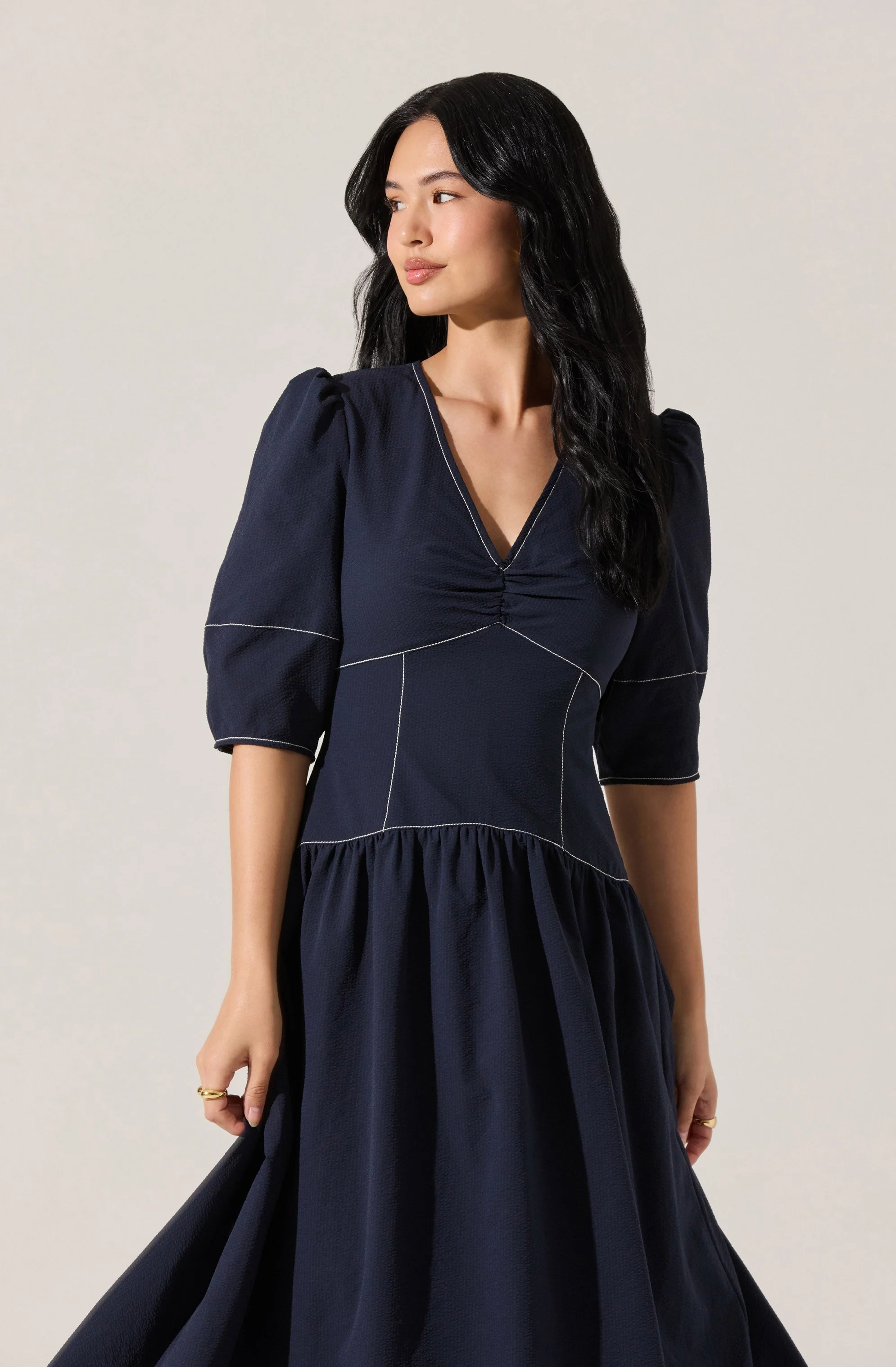 Samarra Contrast Stitch Midi Dress