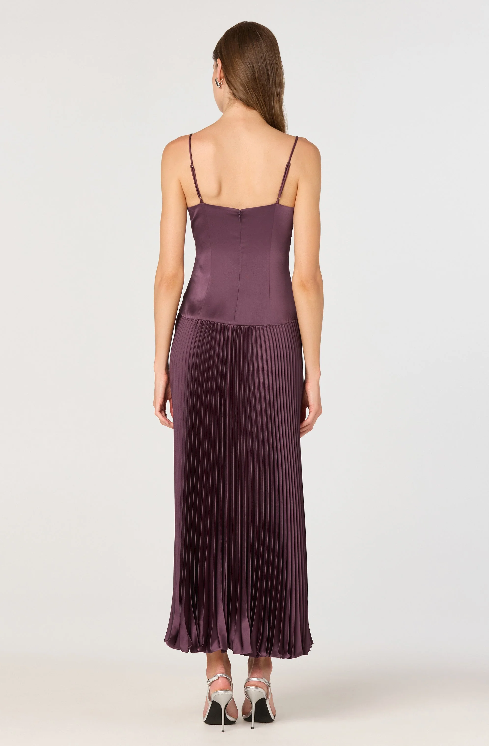 Pleated Drop Waist Maxi Dress