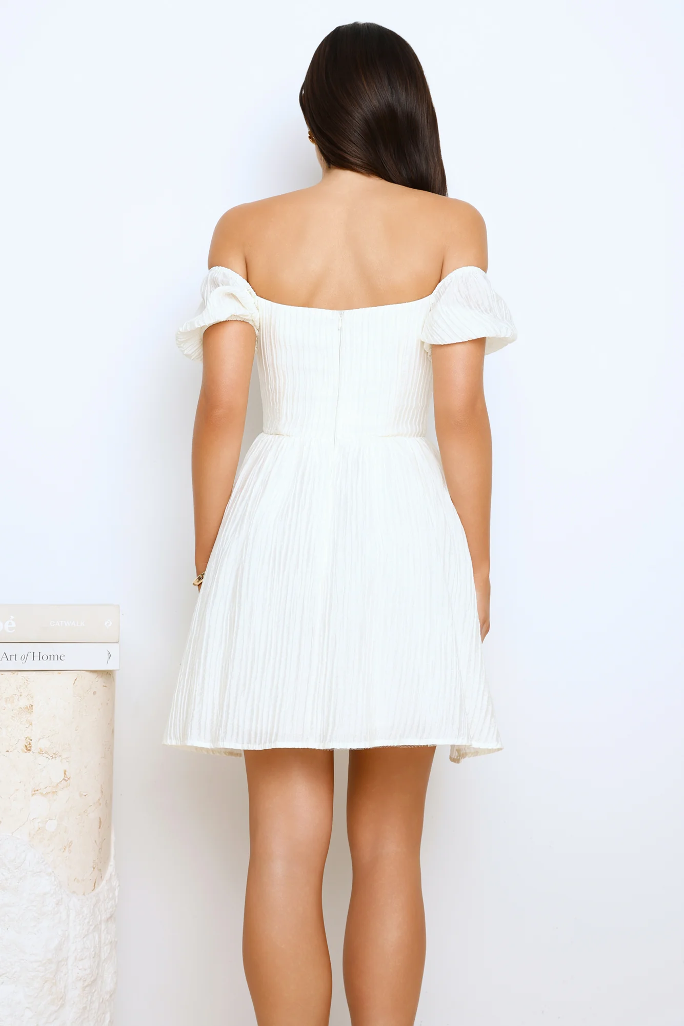 Rosebud Radiance Off Shoulder Mini Dress Ivory