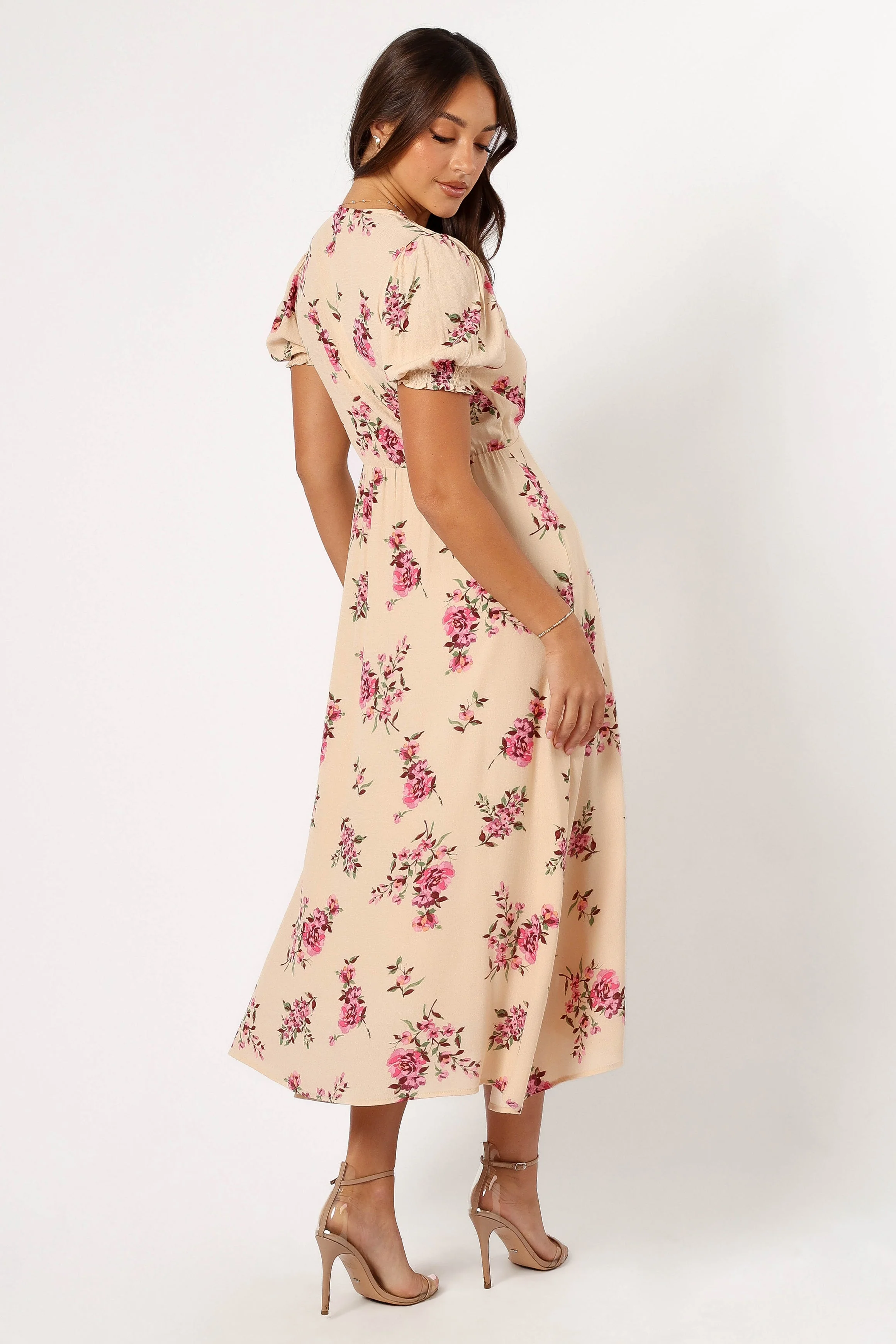 Logen Floral Midi Dress - Vanilla Rose