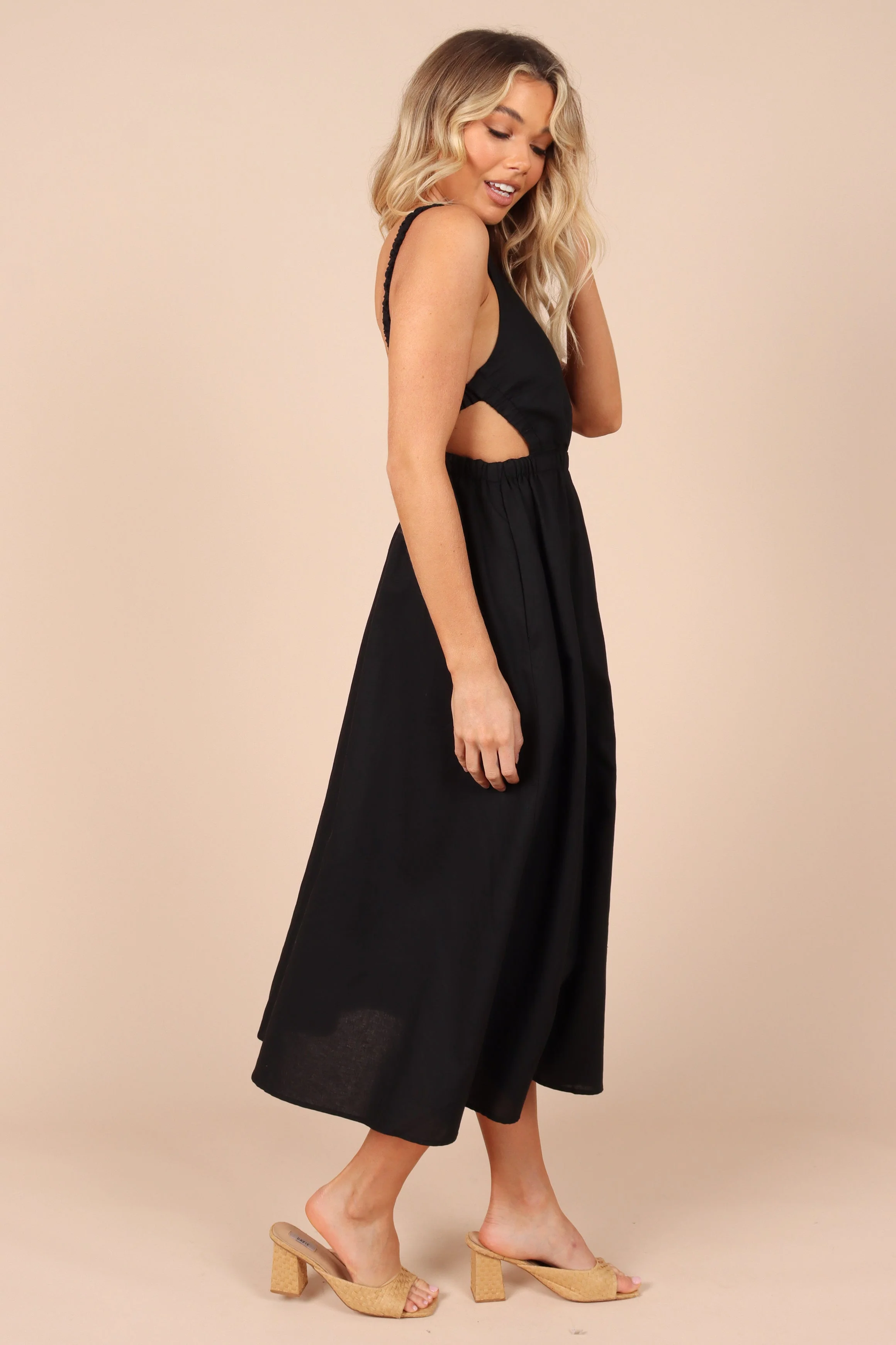 Aubrey Cutout Midi Dress - Black
