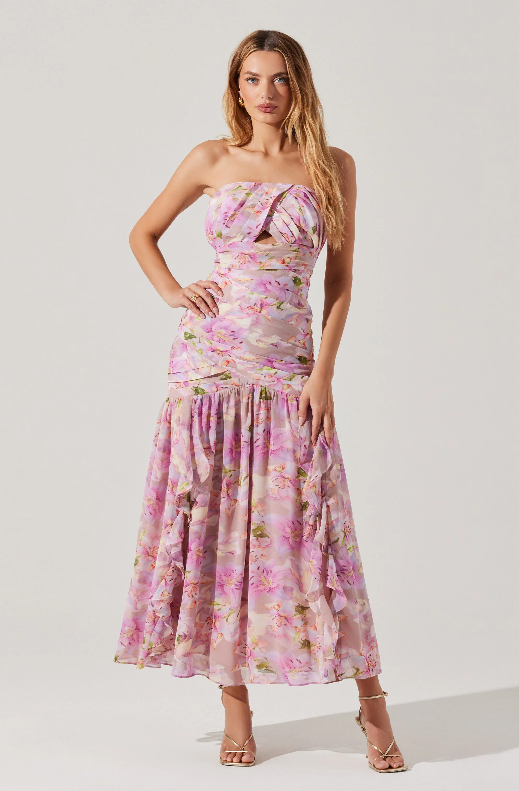 Estefany Strapless Pleated Maxi Dress