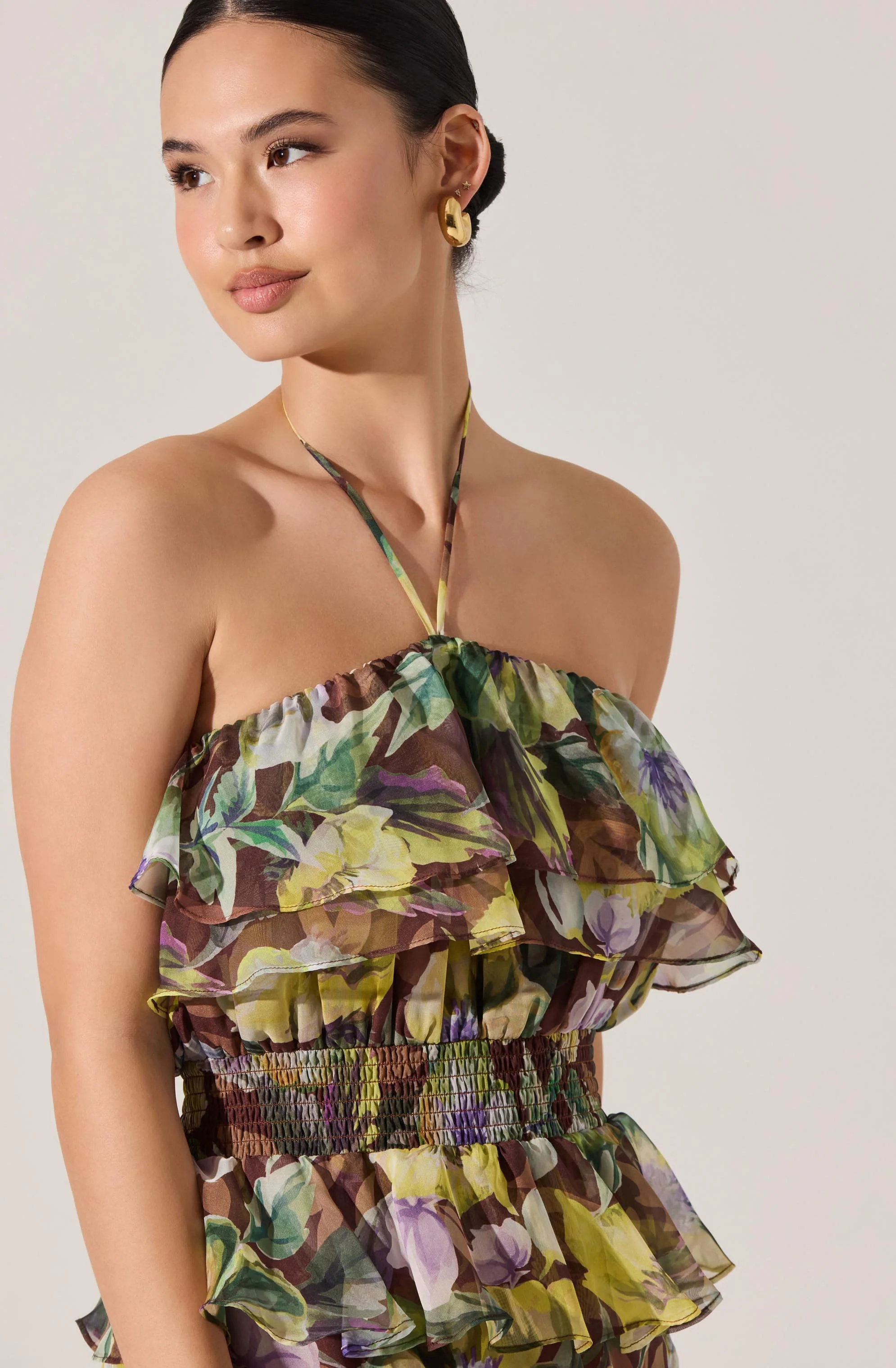 Elena Floral Halter Maxi Dress