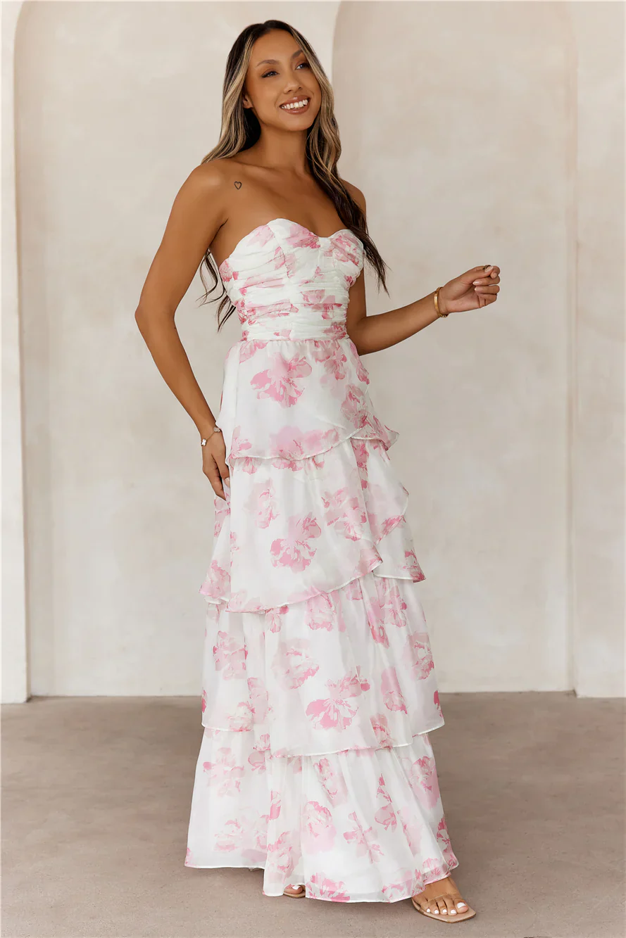 Sunlit Serendipity Strapless Maxi Dress Floral