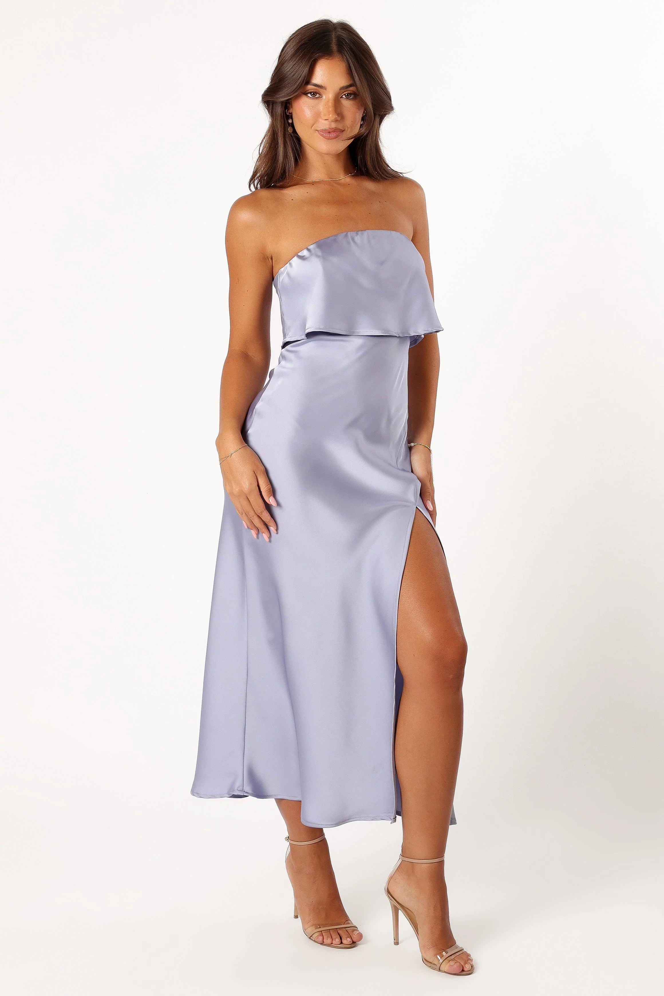 Vienna Strapless Midi Dress - Blue