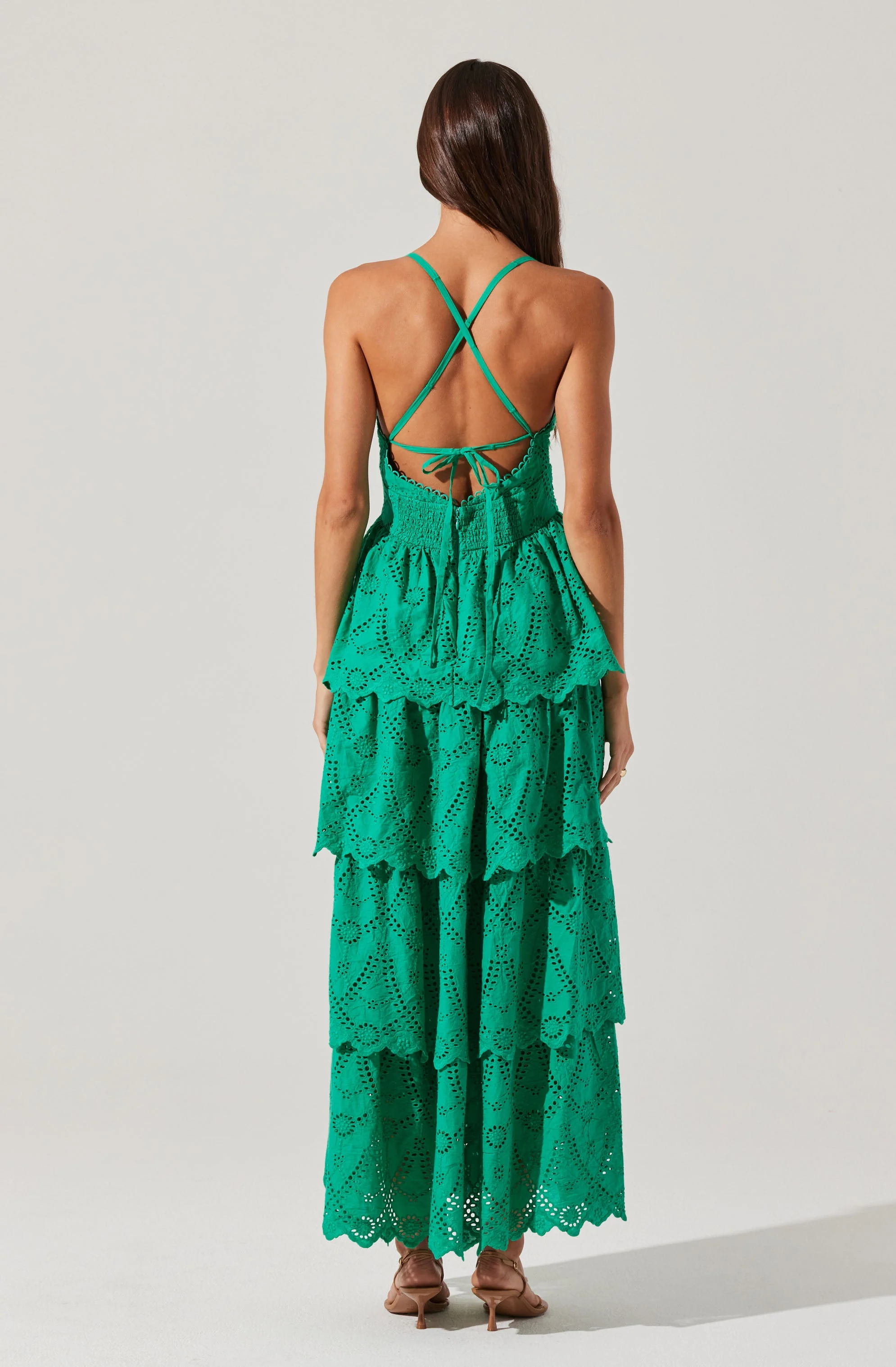 Faeryn Eyelet Tiered Maxi Dress
