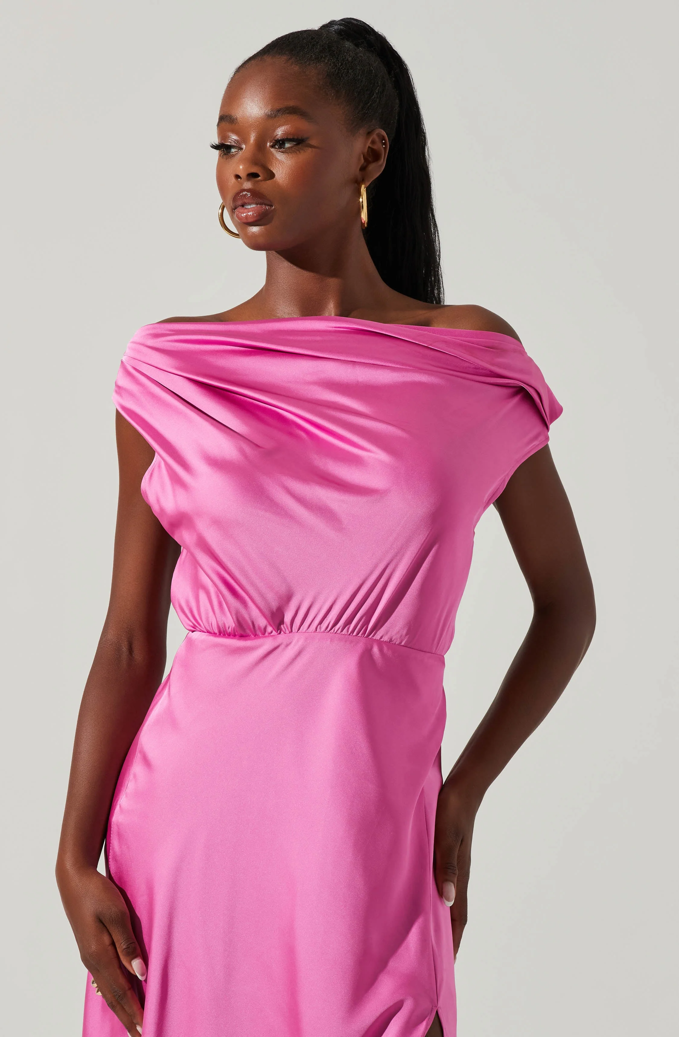 Monroe Satin Off Shoulder Maxi Dress