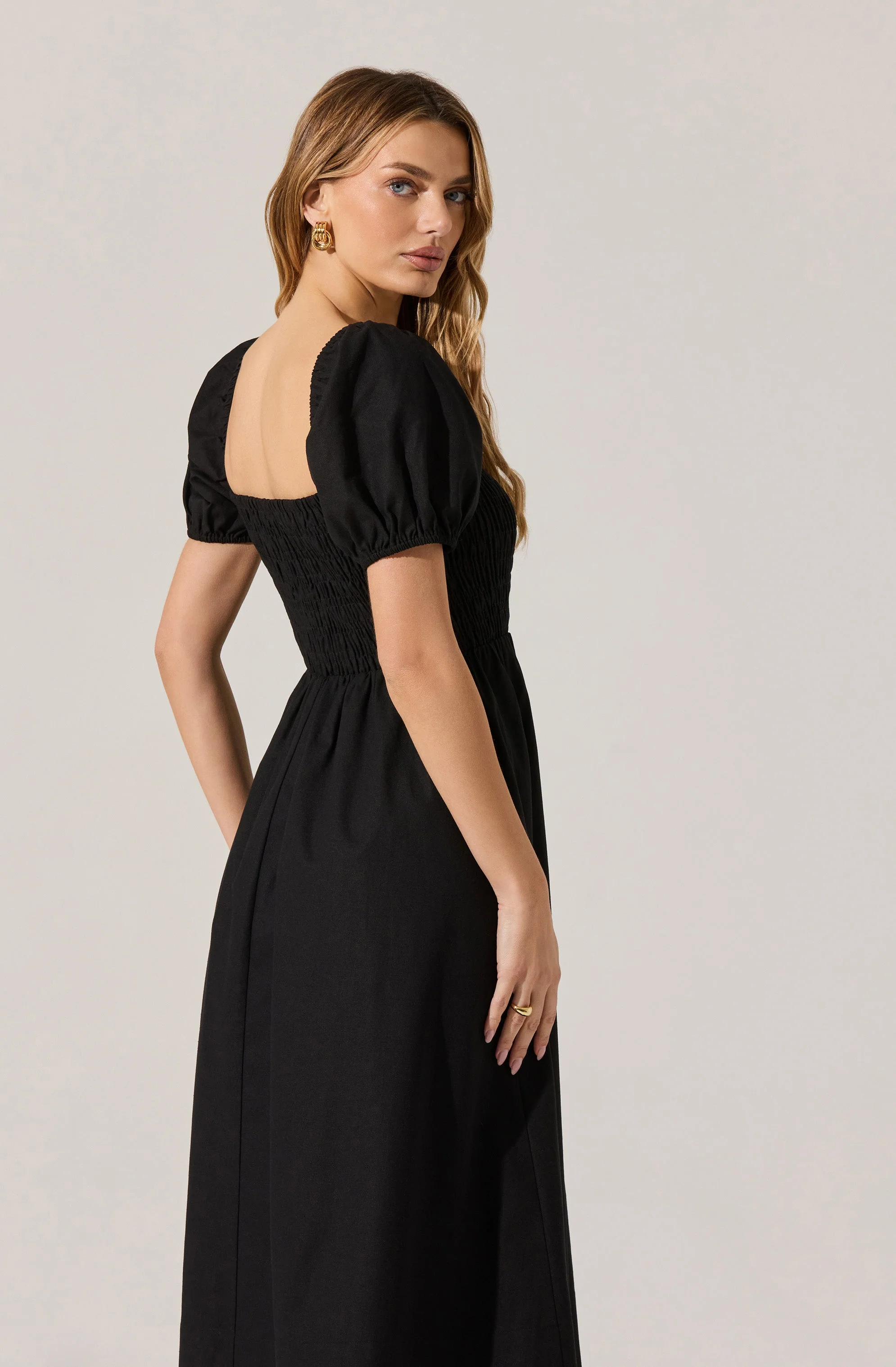 Smocked Bow Midi Dress